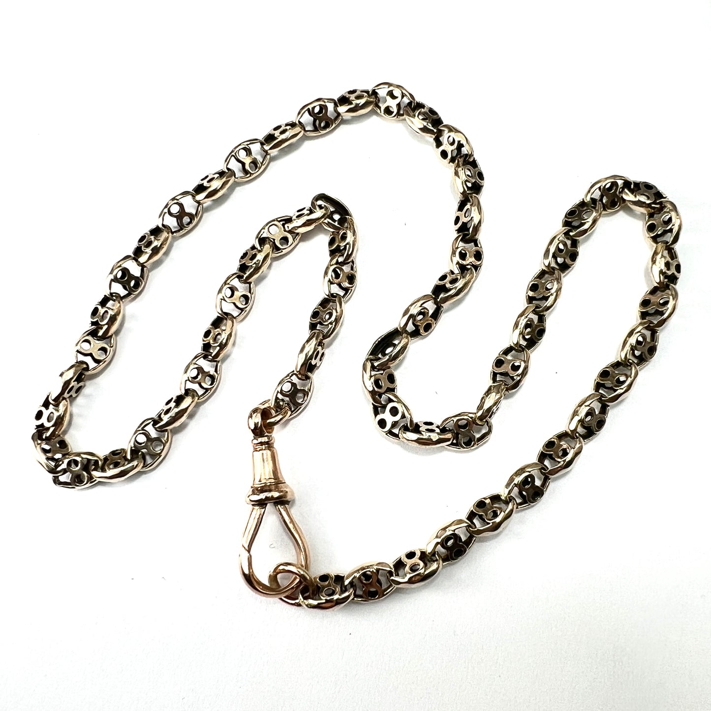 Victorian Solid 9CT Gold Fancy Chain with Albert Clip