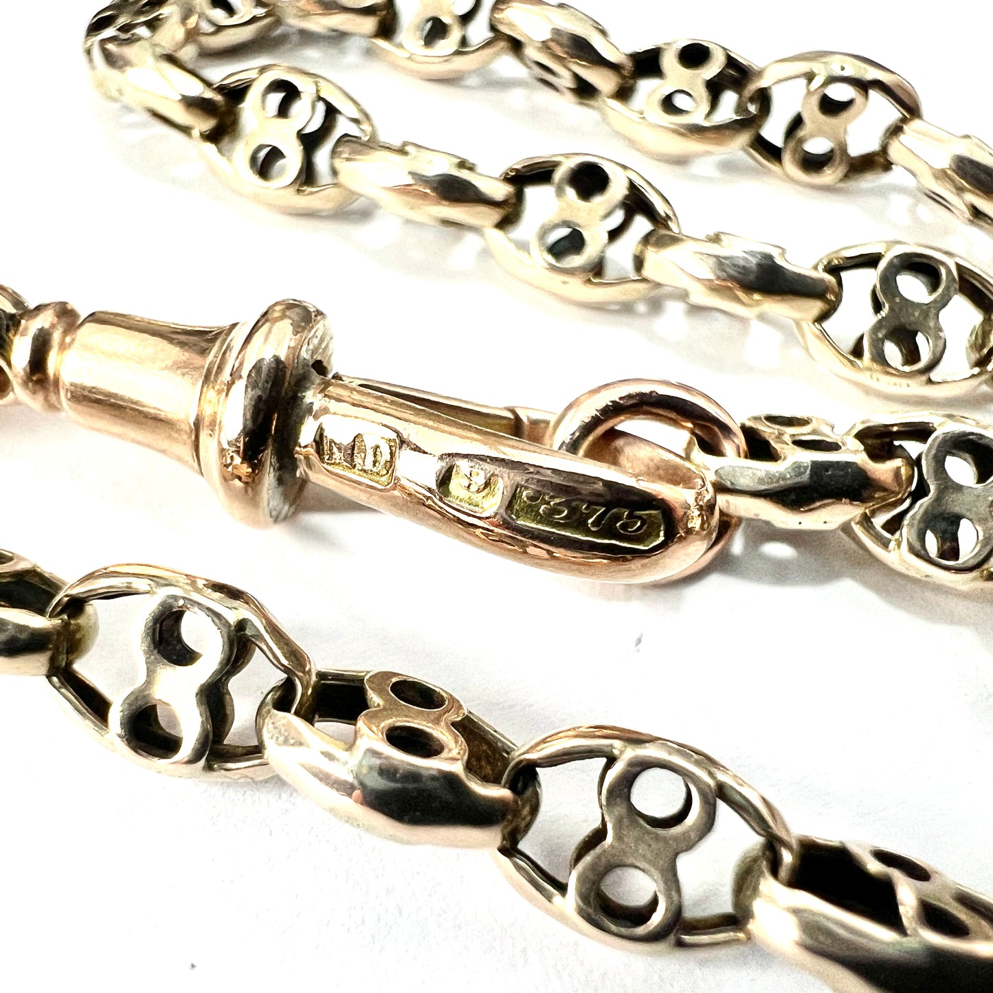Victorian Solid 9CT Gold Fancy Chain with Albert Clip