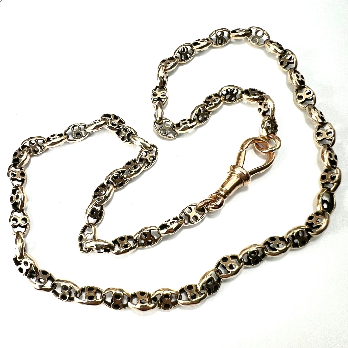 Victorian Solid 9CT Gold Fancy Chain with Albert Clip
