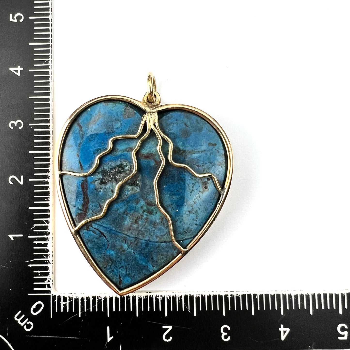 Large Vintage 9CT Gold Turquoise Heart Pendant