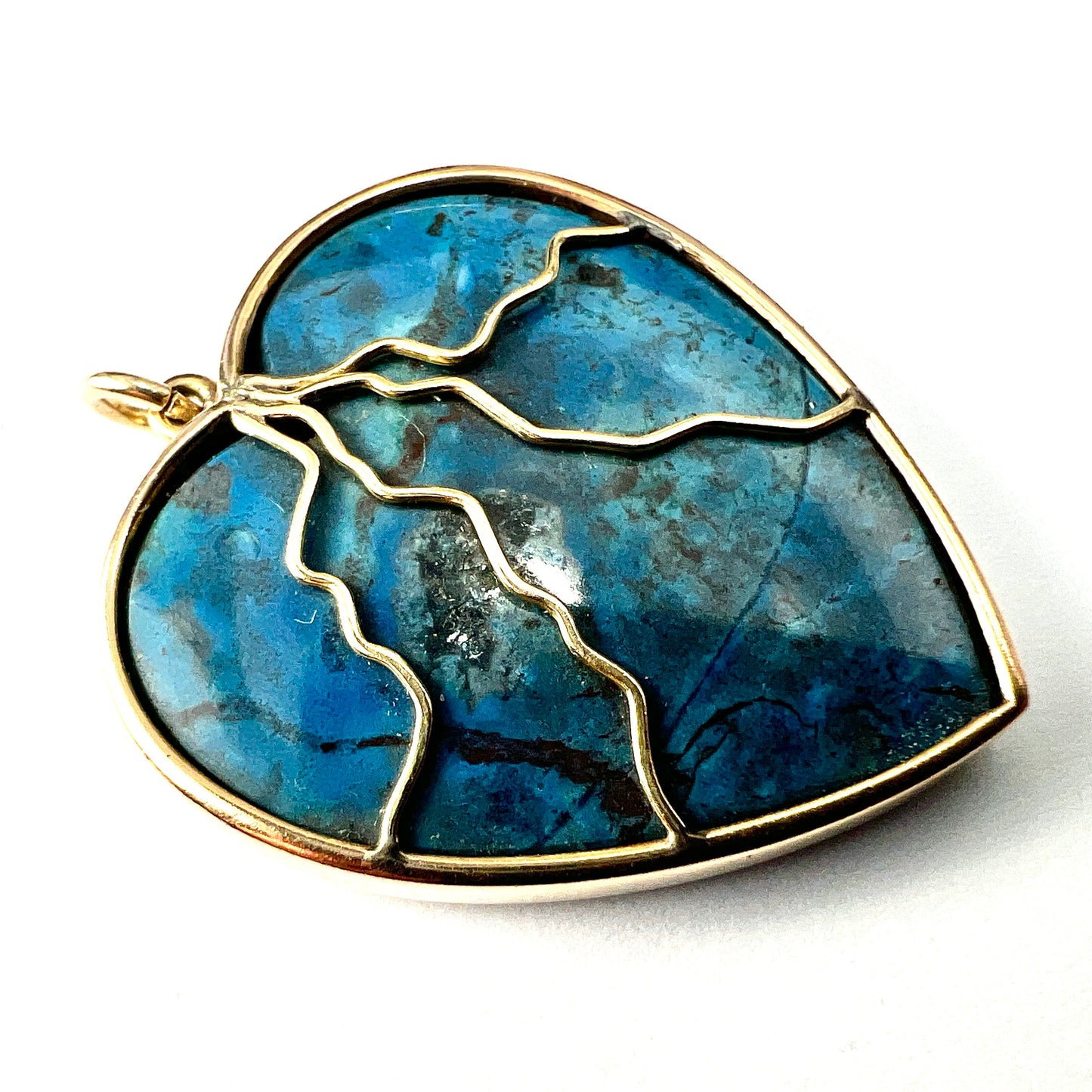 Large Vintage 9CT Gold Turquoise Heart Pendant