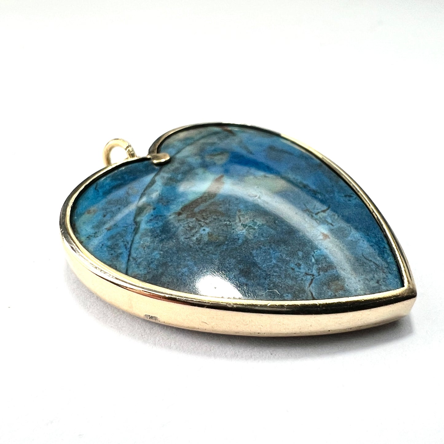 Large Vintage 9CT Gold Turquoise Heart Pendant