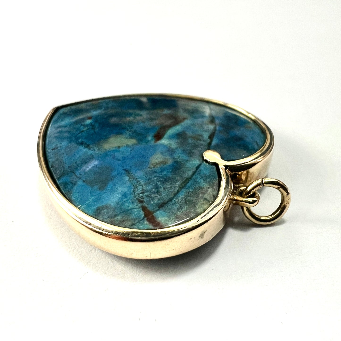 Large Vintage 9CT Gold Turquoise Heart Pendant