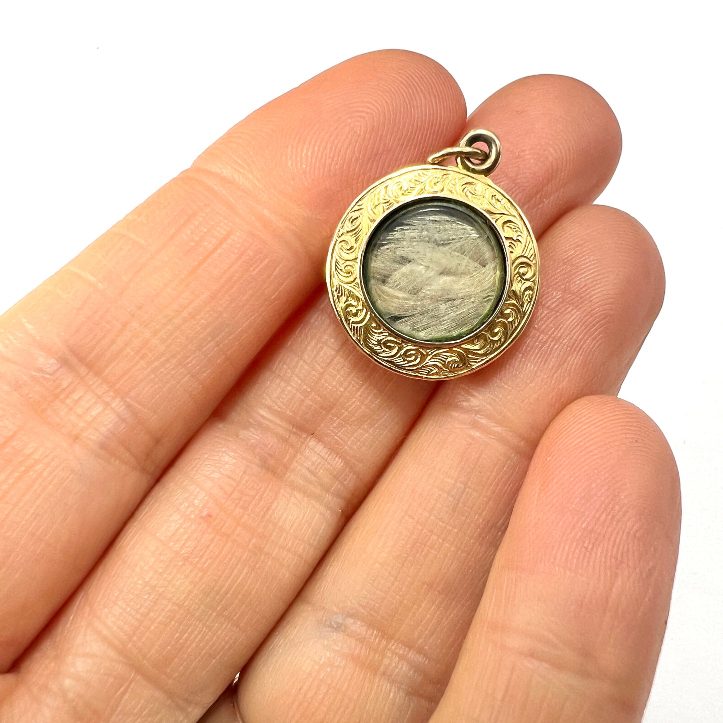 Antique 15CT Gold Domed Hair Locket Pendant