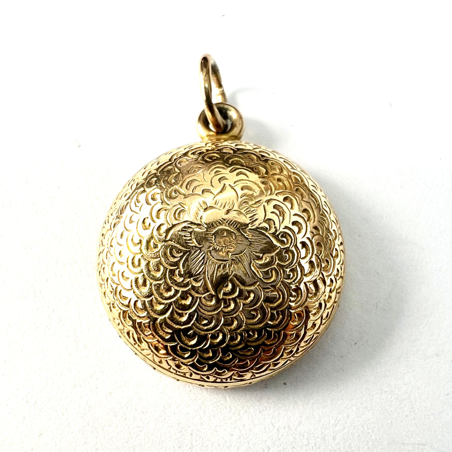 Antique 15CT Gold Domed Hair Locket Pendant