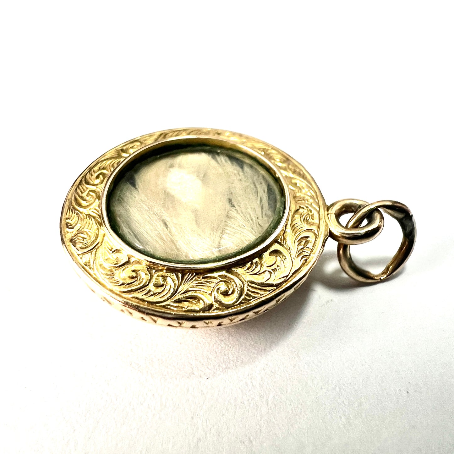 Antique 15CT Gold Domed Hair Locket Pendant