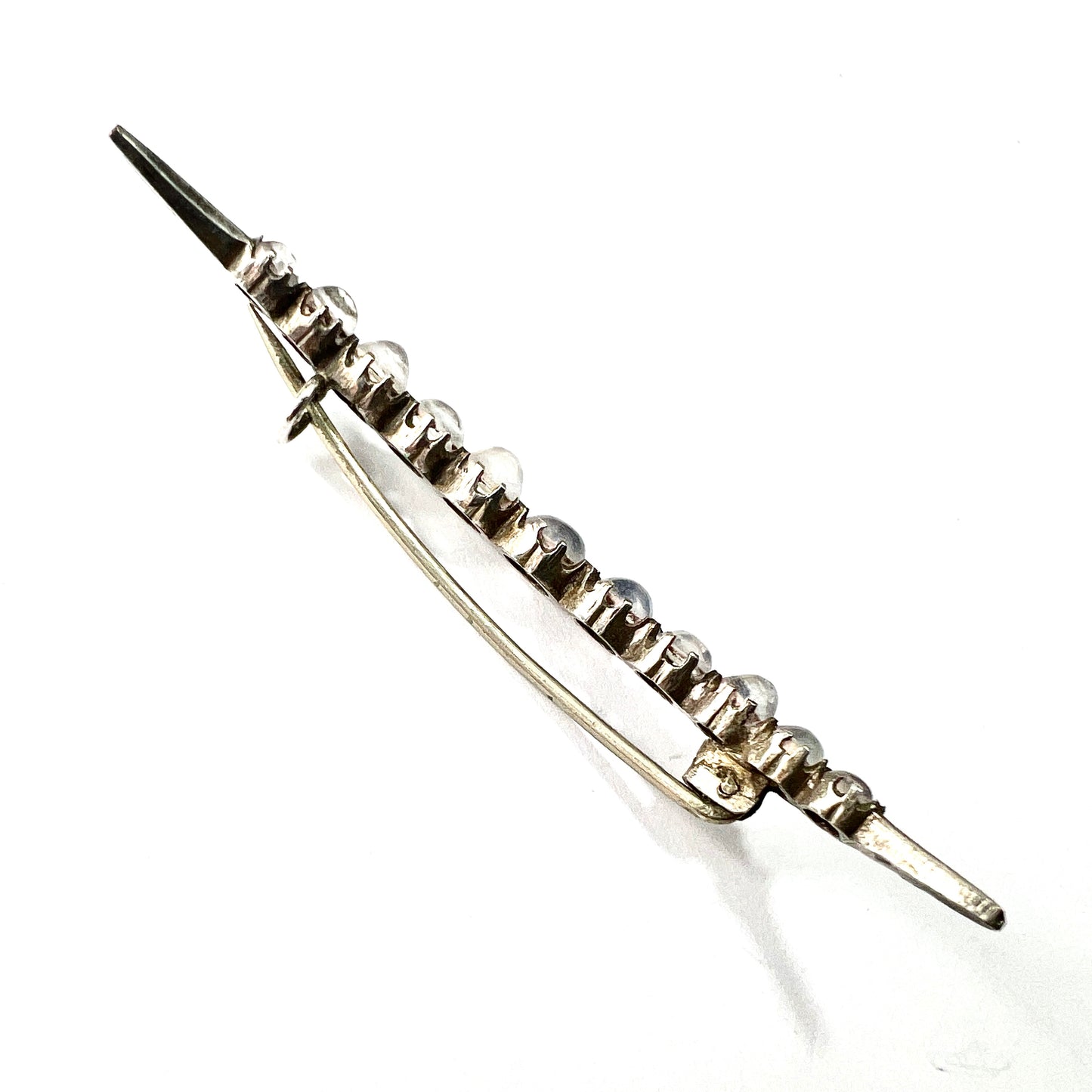 Edwardian/Victorian Silver Moonstone Crescent Brooch