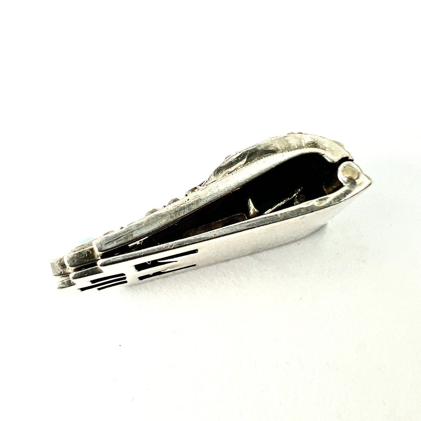 Vintage Art Deco Silver Paste Turquoise Dress Clip