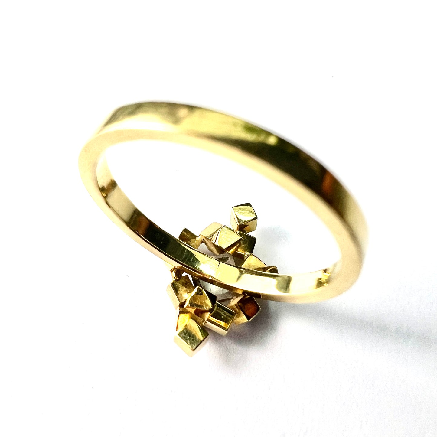 Vintage 1973 Diamond 18CT Gold Cubist Ring by Trigg & Payne