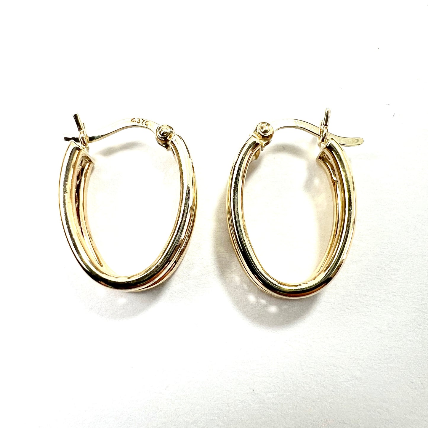 Vintage 9CT Gold Lattice Latch Hoop Earrings