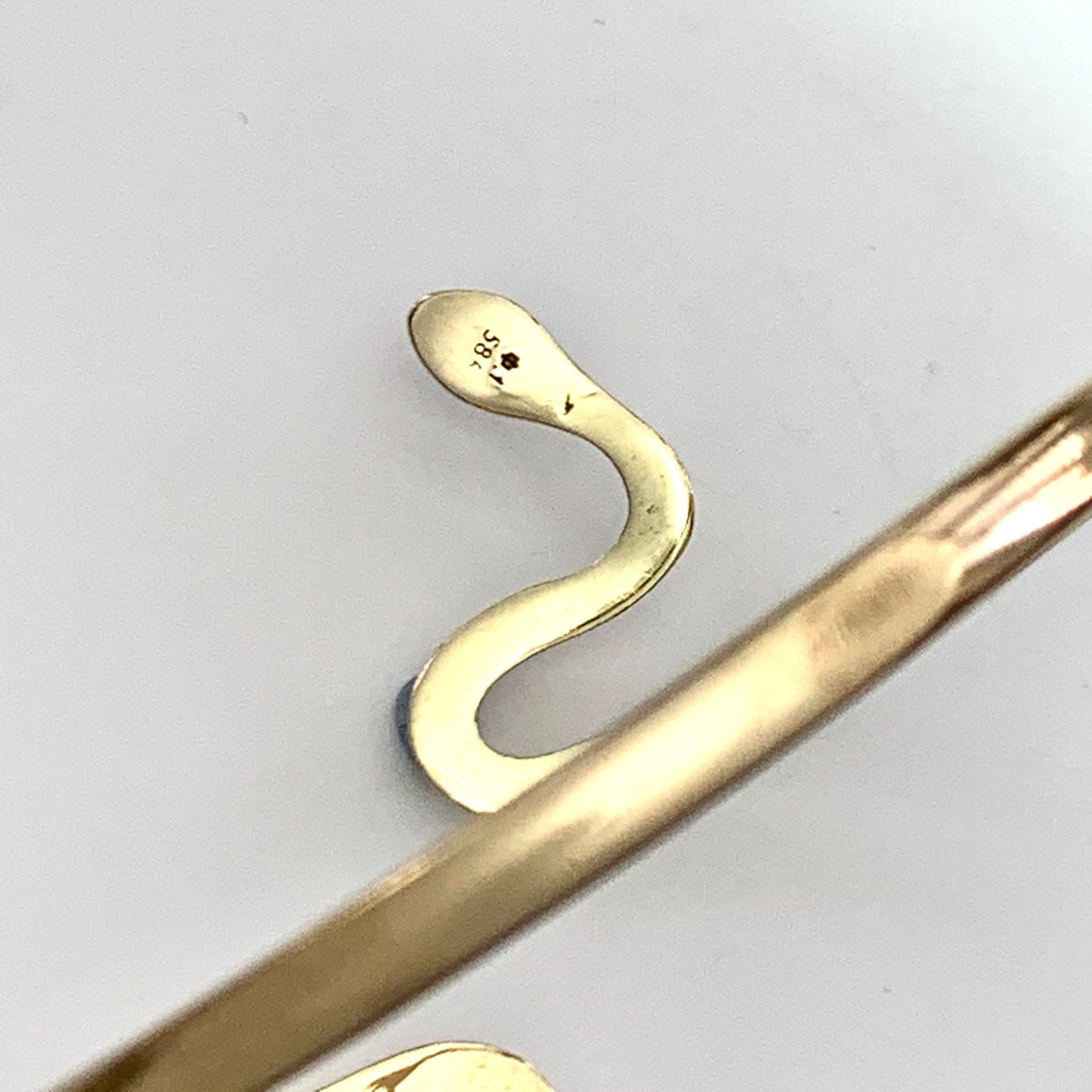 Vintage Diamond-set Solid Gold Snake Slave Bangle