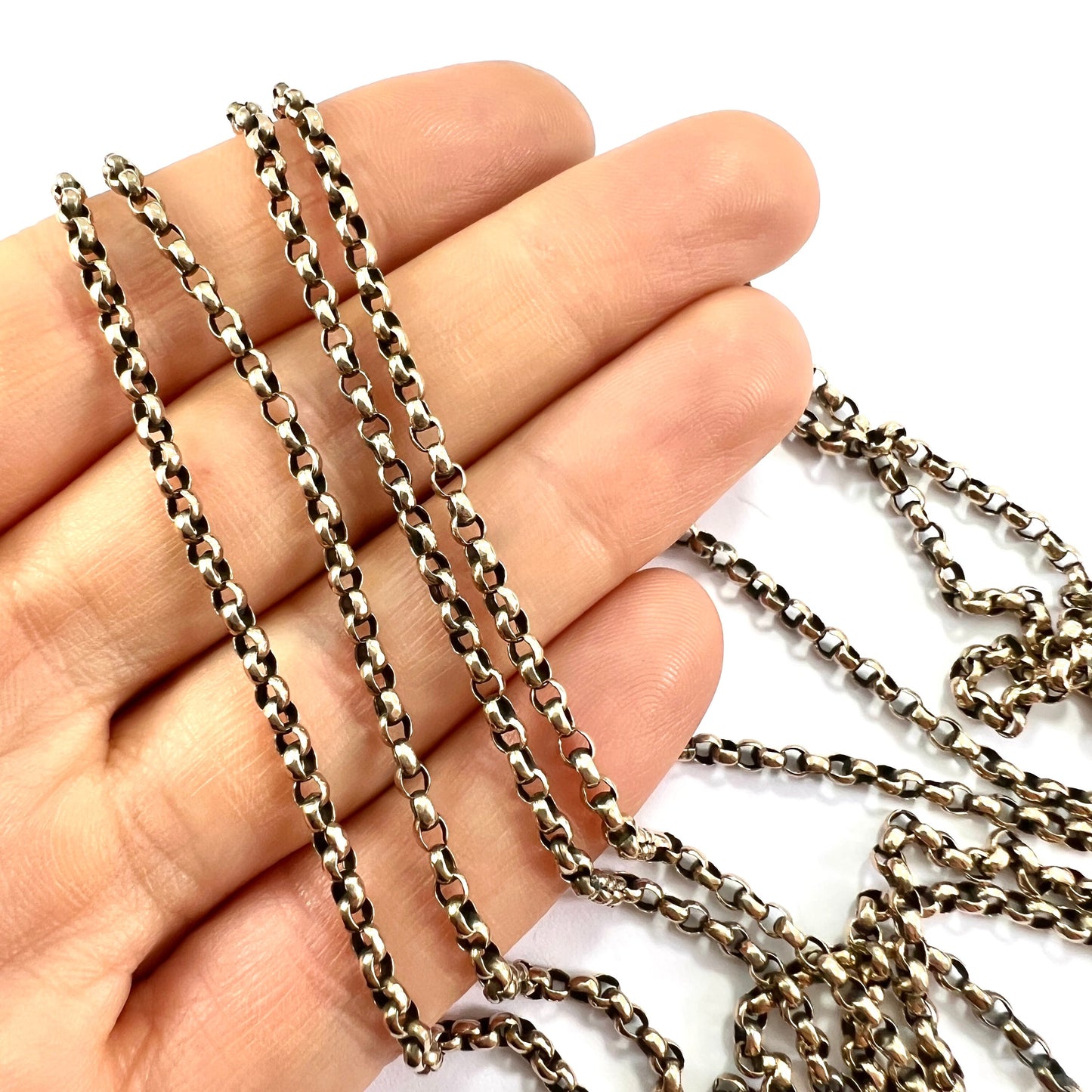 Very Long Victorian 9CT Gold Belcher/Rolo Endless Chain Necklace