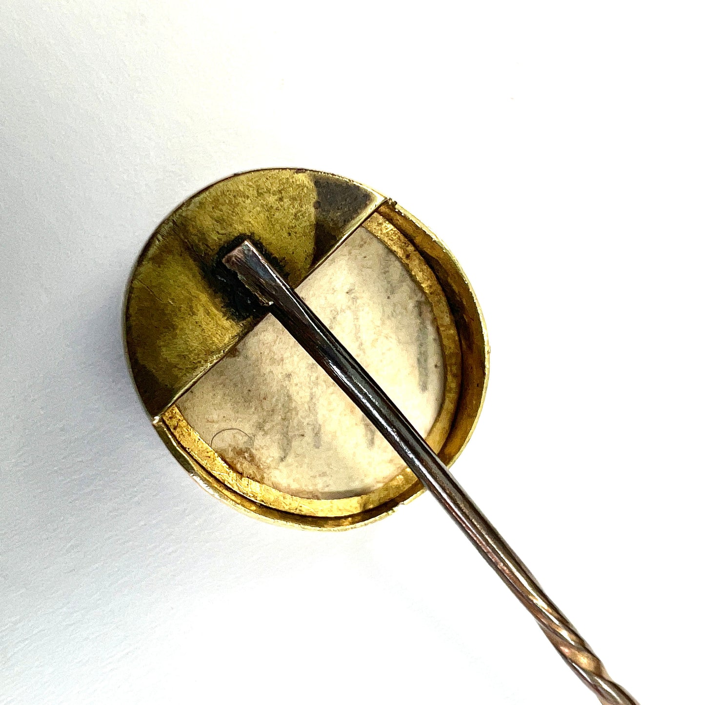 Antique Gold Miniature Portrait of a Regency Lady Stick Pin