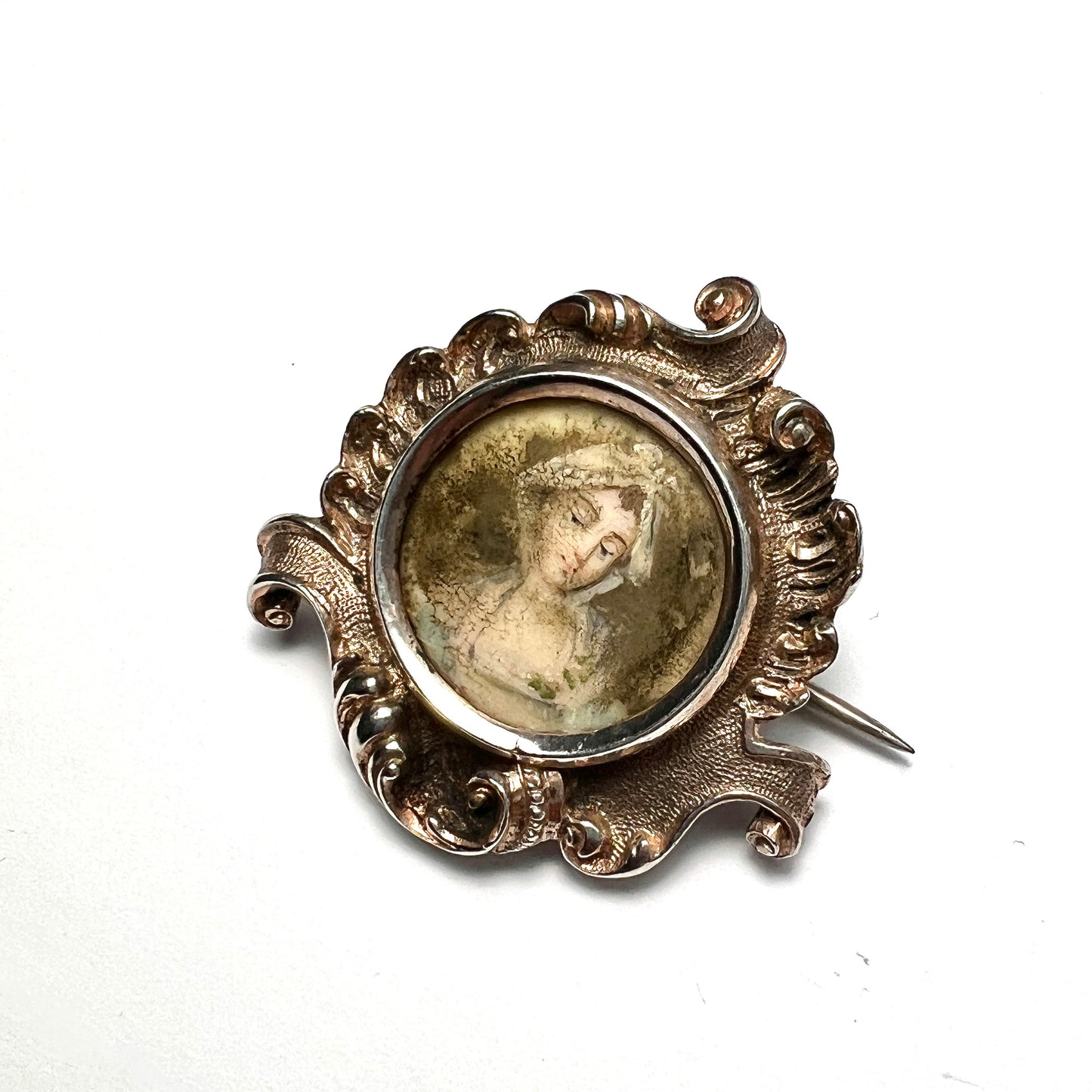 Georgian Silver Miniature Portrait Brooch