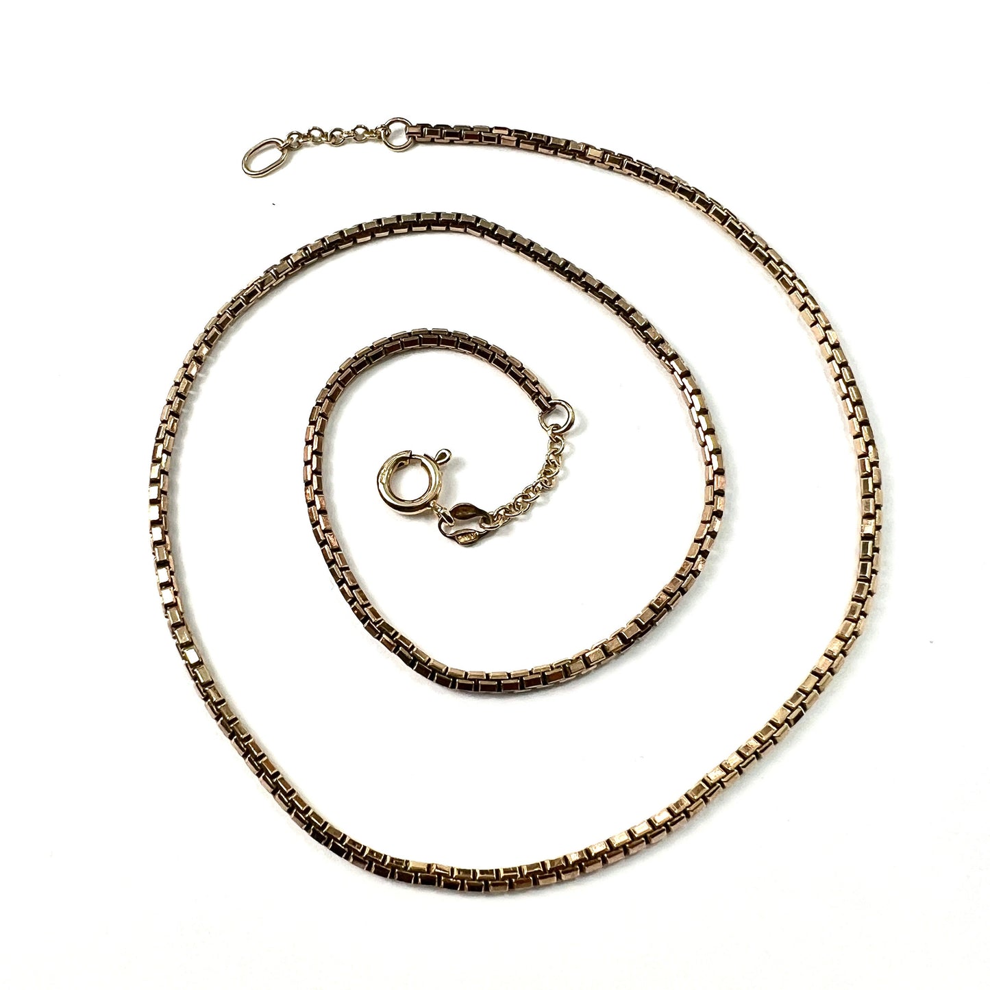 Vintage 9CT Gold Mirror Box Chain Necklace • 9.4g