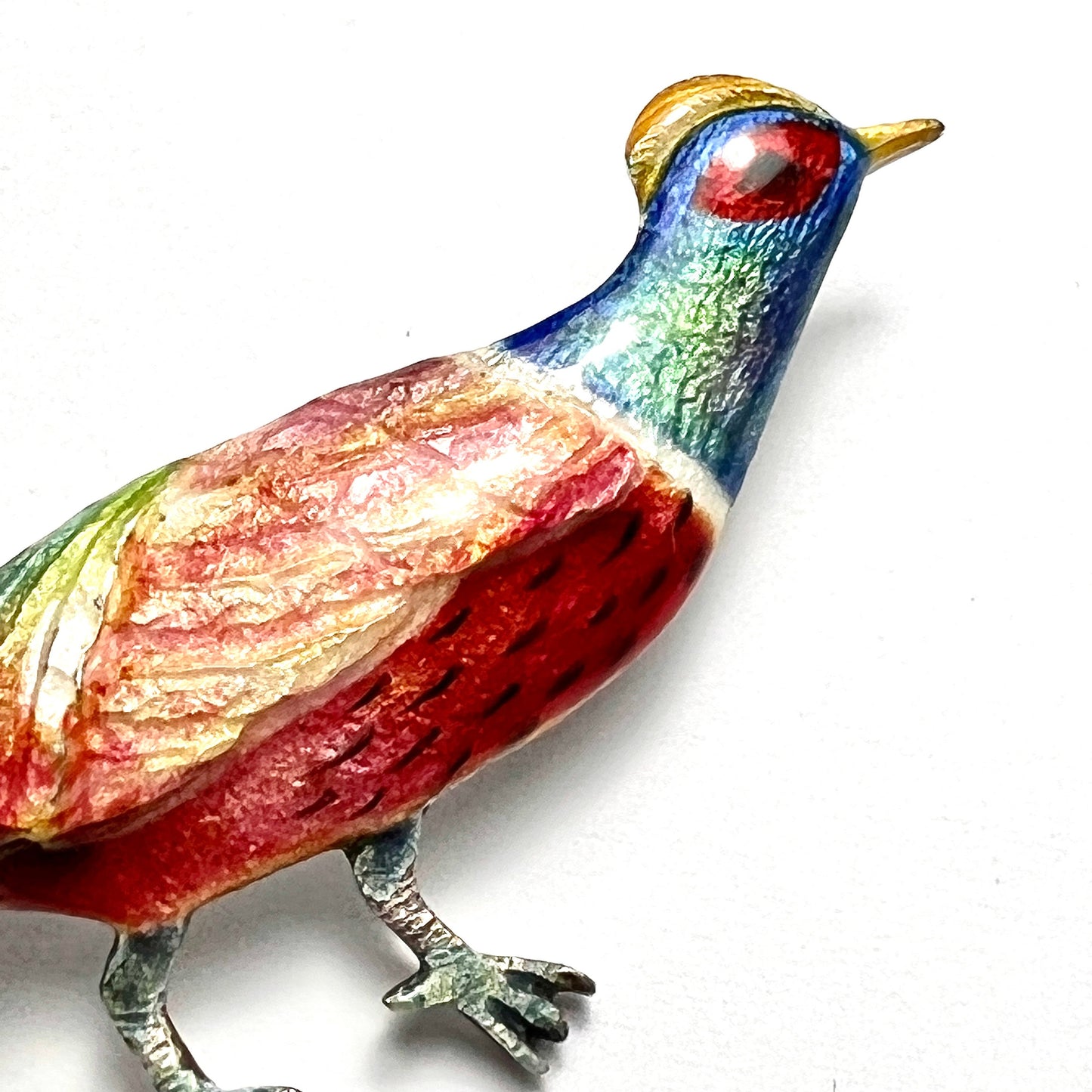 Art Deco Enamelled Silver Pheasant Brooch