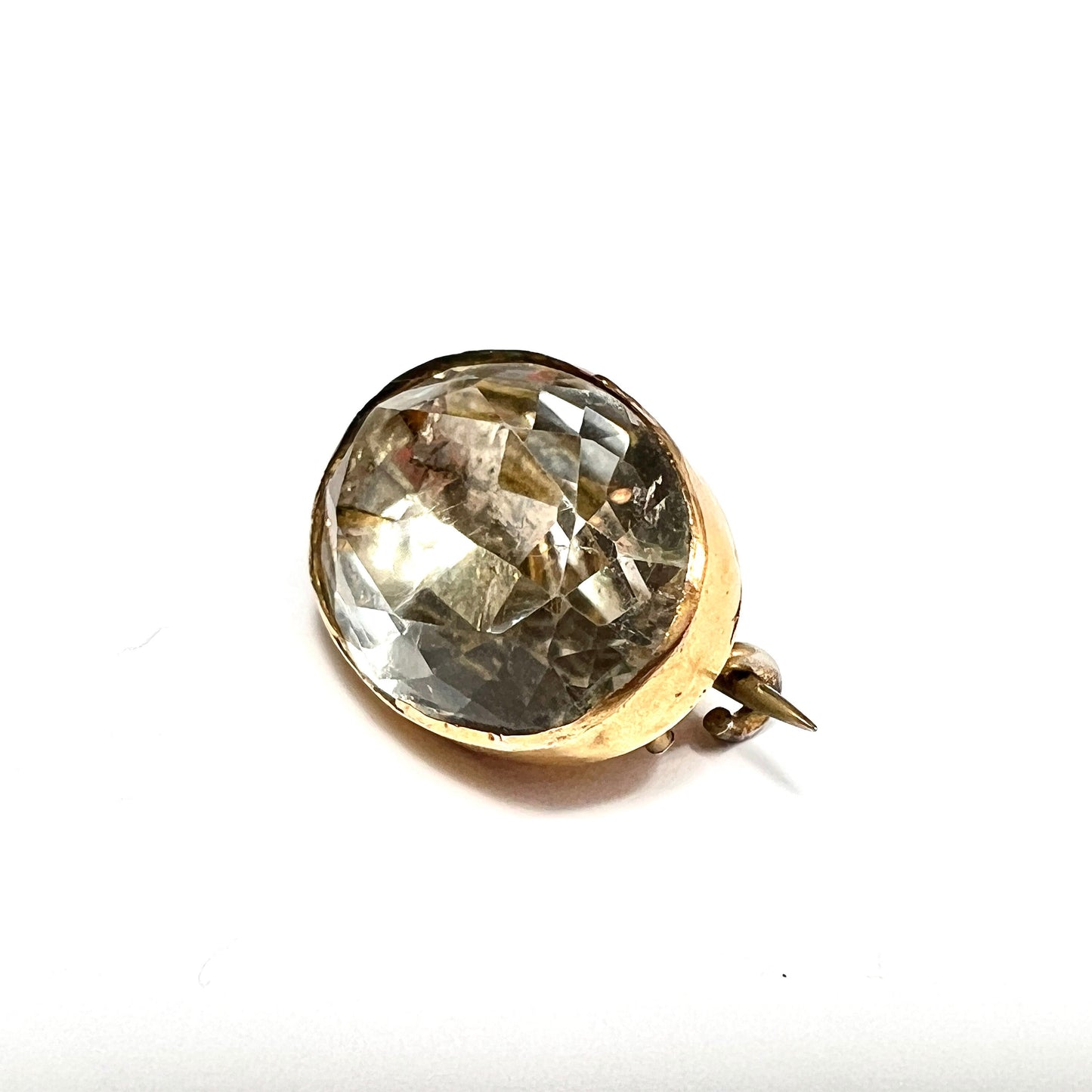 Georgian 15CT Gold Foiled Rock Crystal Brooch