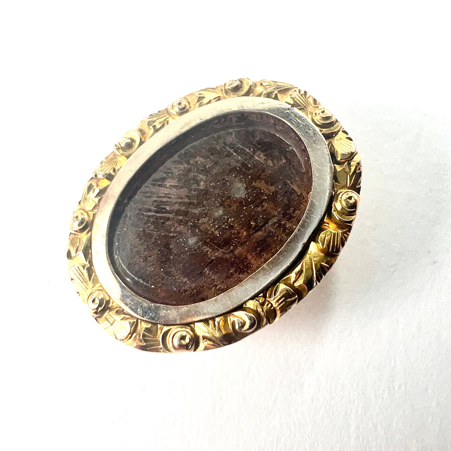 Small Georgian Gold Hair Mourning Brooch