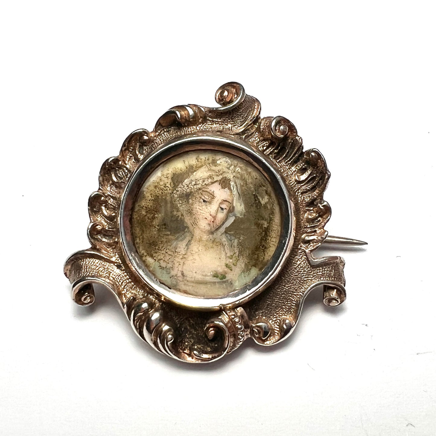 Georgian Silver Miniature Portrait Brooch
