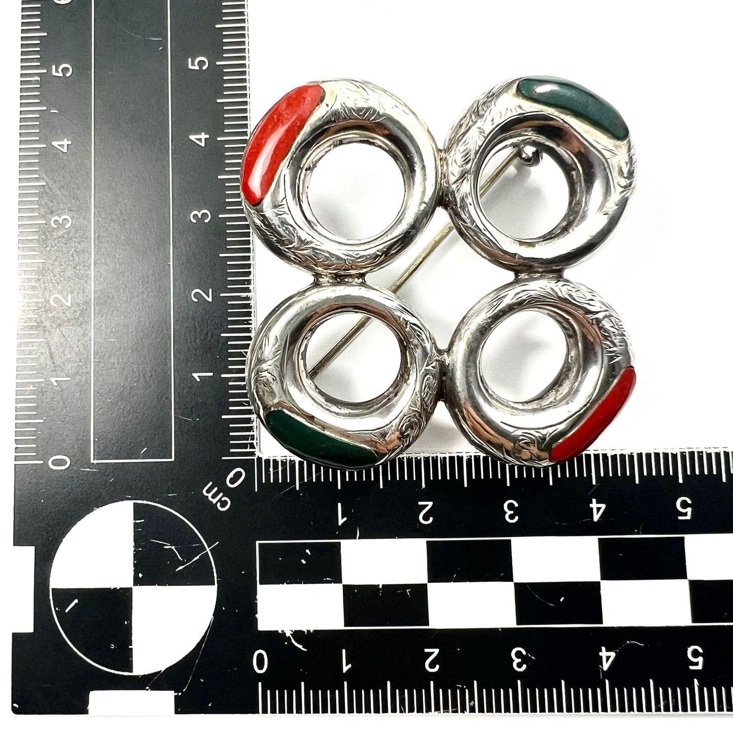 Victorian Scottish Agate Silver Circles Brooch