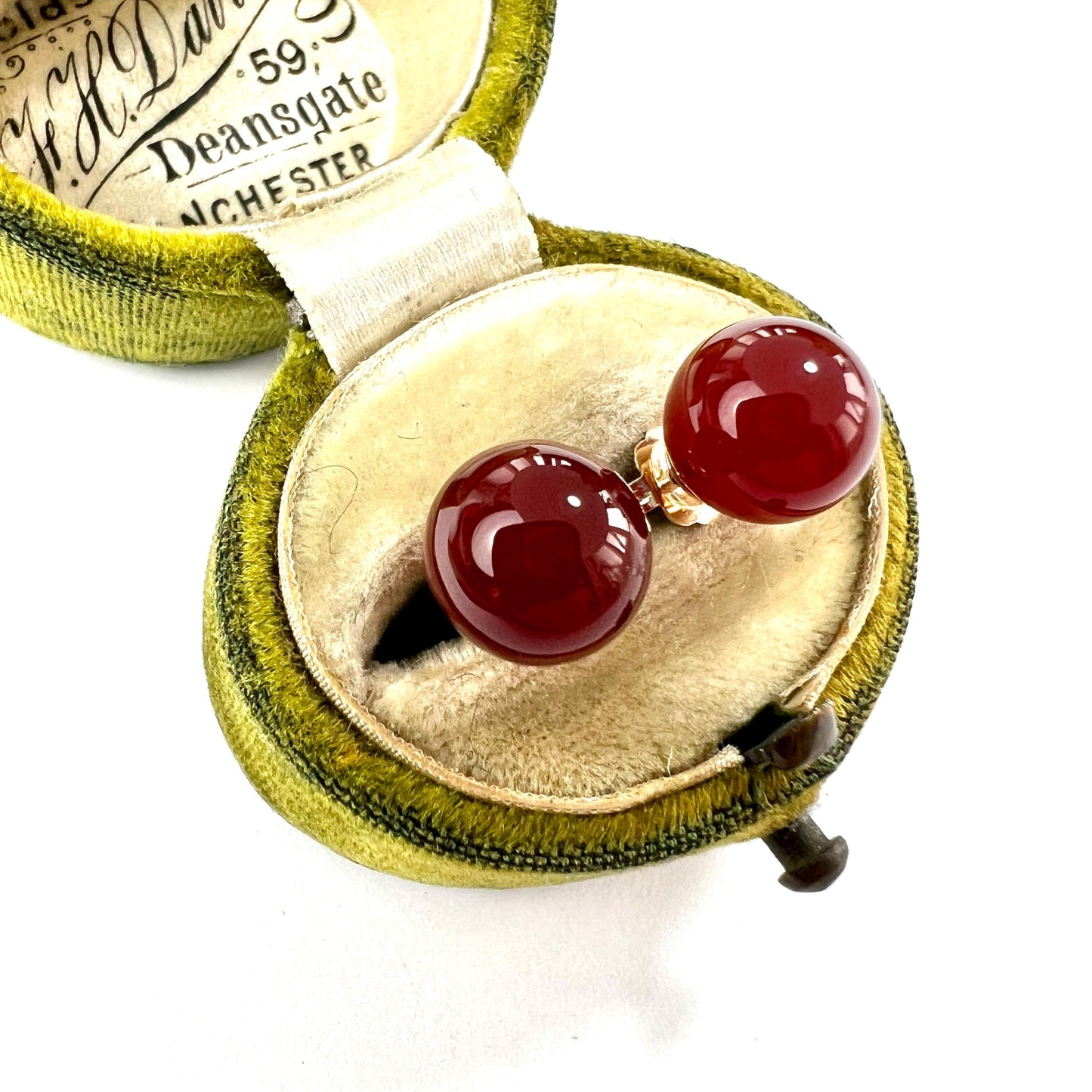 Vintage 9CT Gold Cornelian Ball Stud Earrings