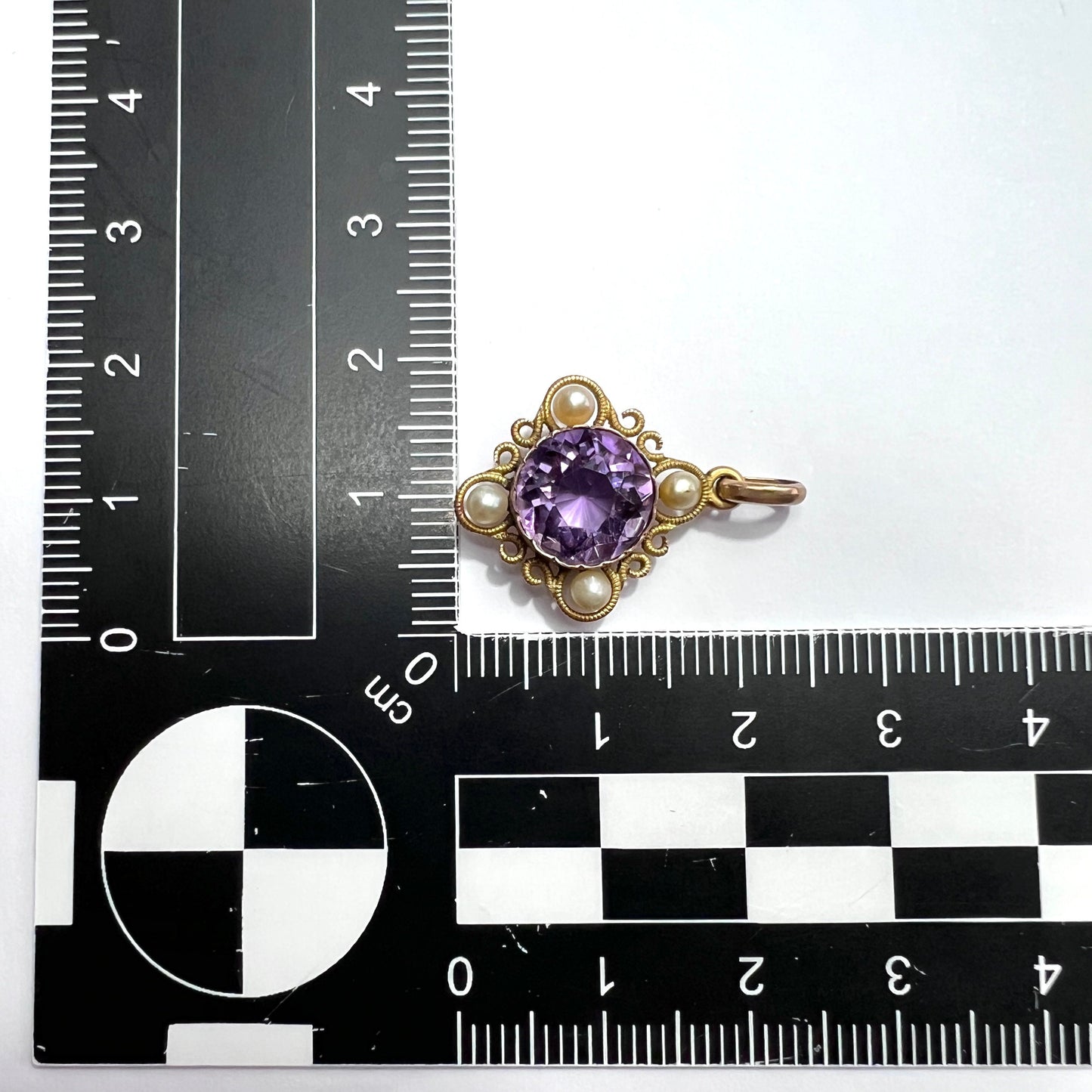 Antique Amethyst and Pearl 9CT Gold Pendant