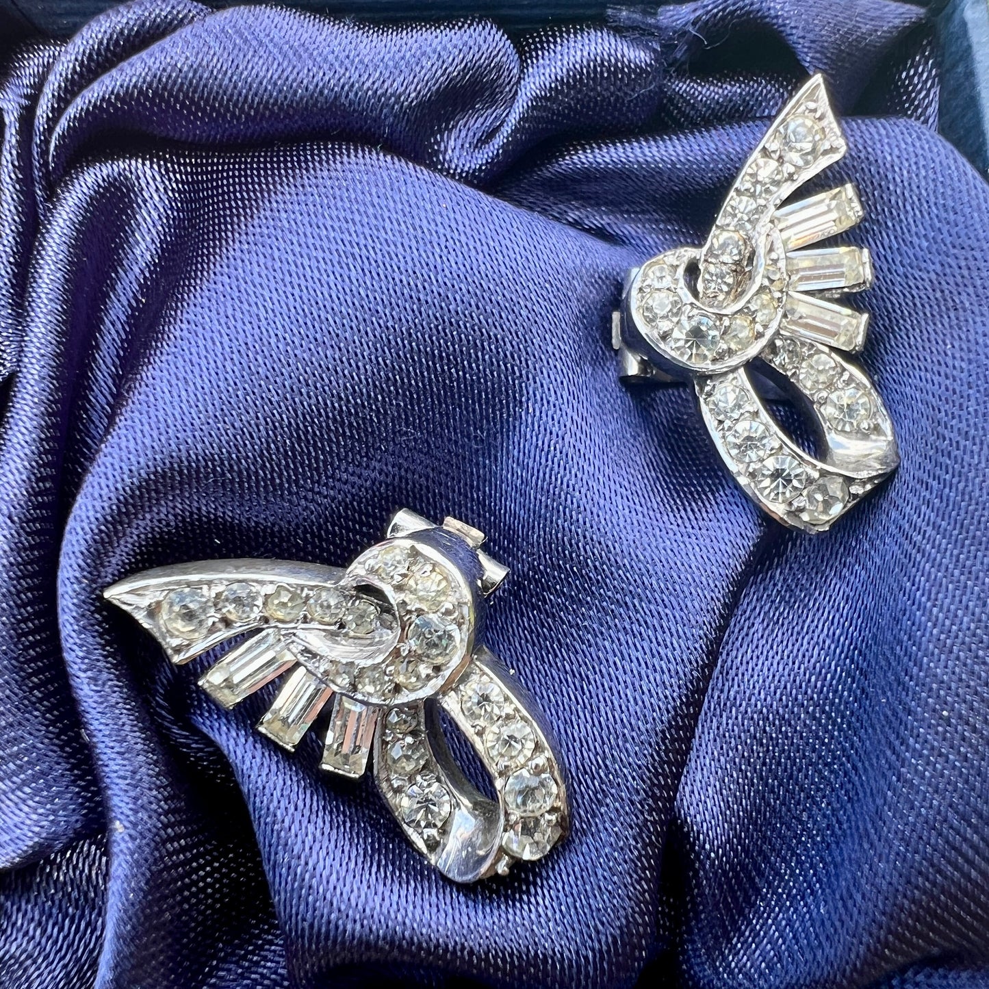 Art Deco Silver Ear Clips by Ciro