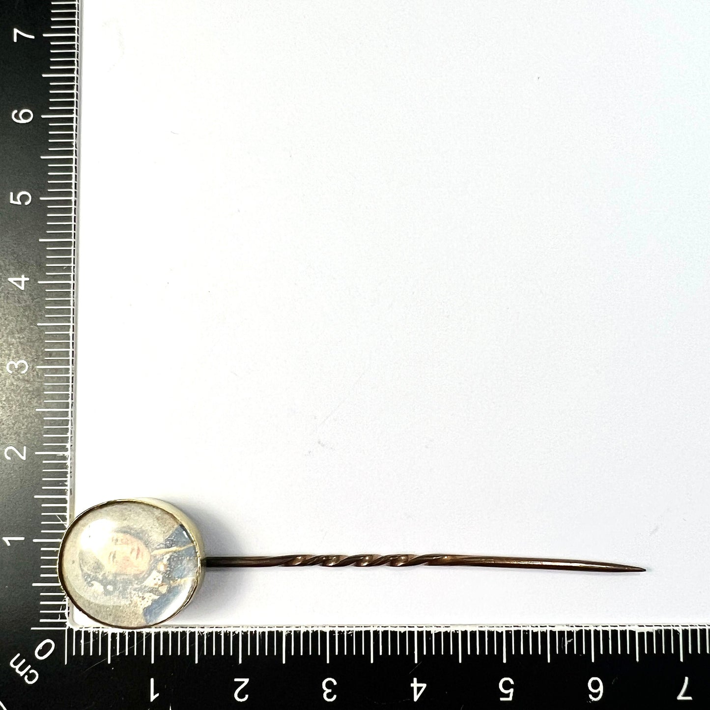 Antique Gold Miniature Portrait of a Regency Lady Stick Pin
