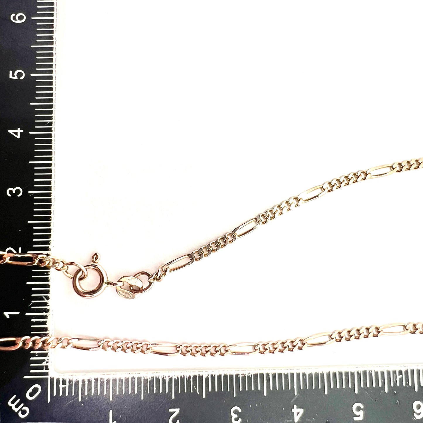 Vintage 9CT Rosy Gold Figaro Chain Necklace