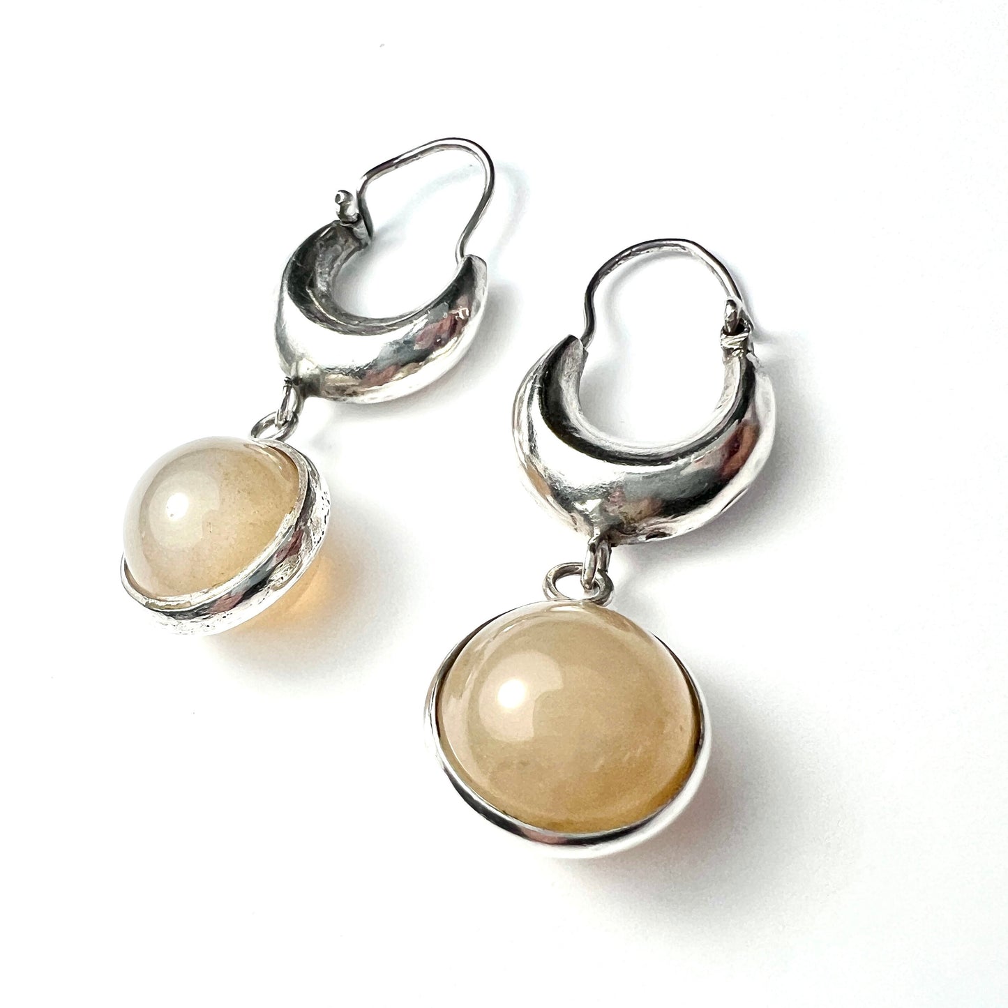 Antique Sterling Silver Quartz Sphere Earrings