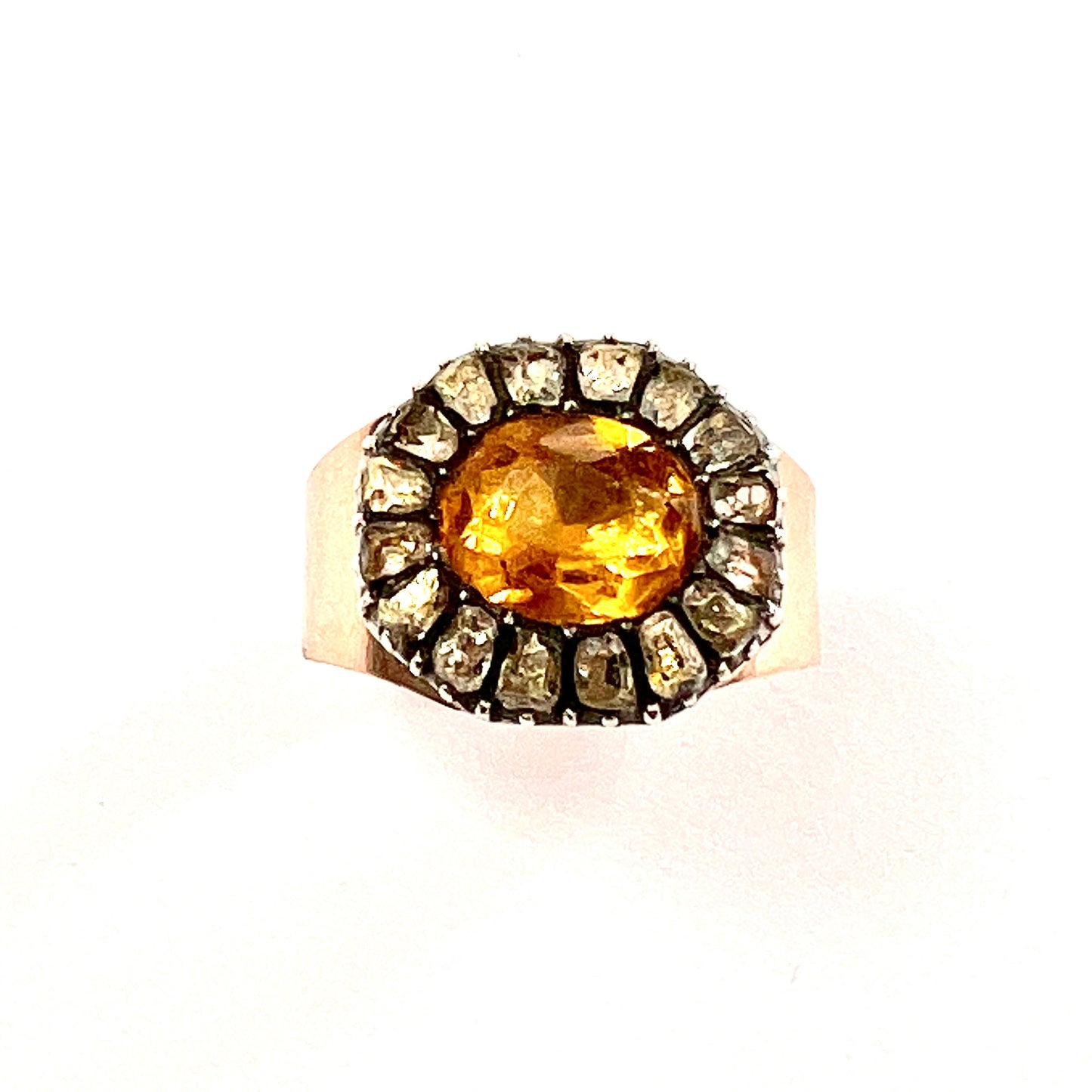 Georgian 9CT Rose Gold Citrine Paste Ring