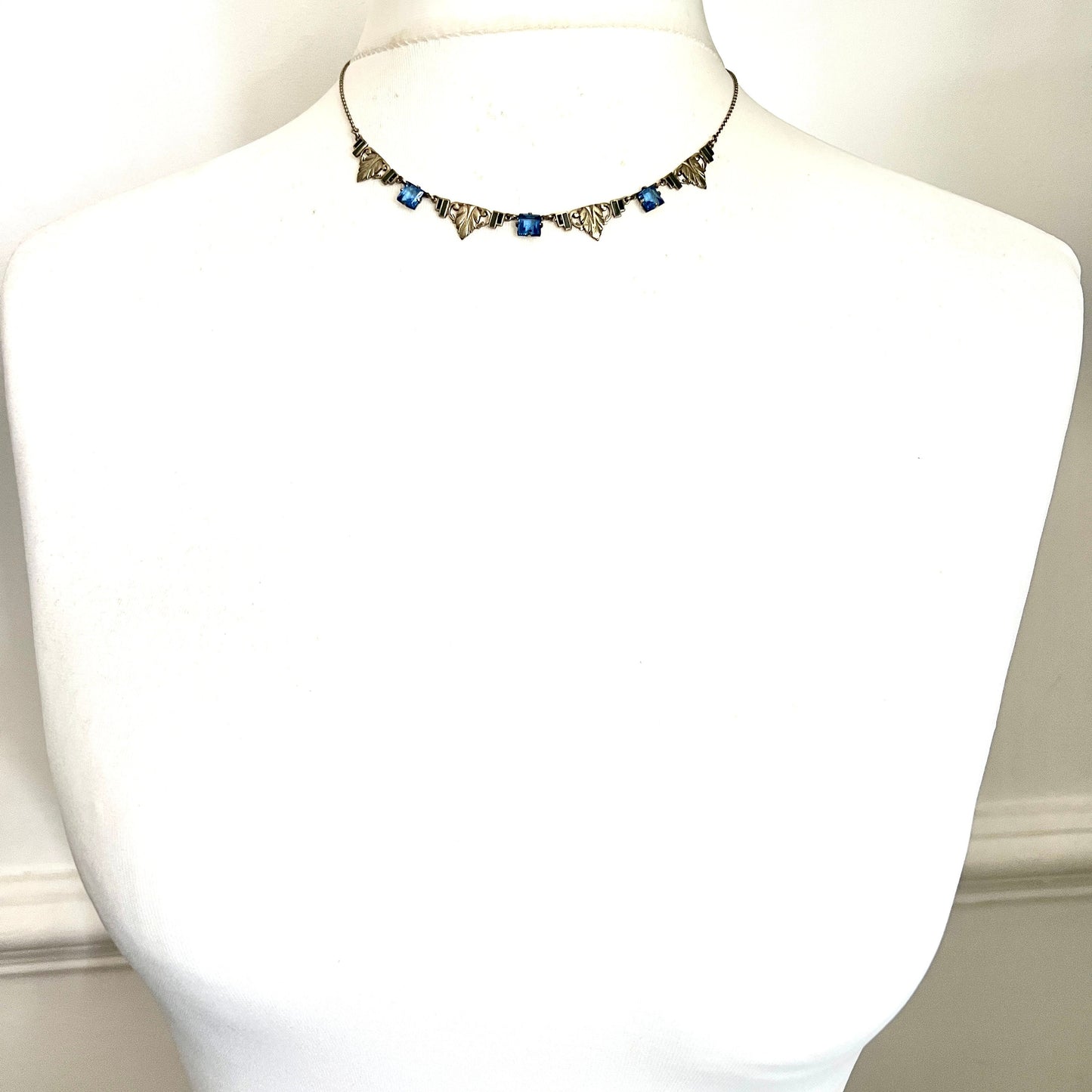 Vintage Art Deco Enamelled Rolled Gold Paste Necklace