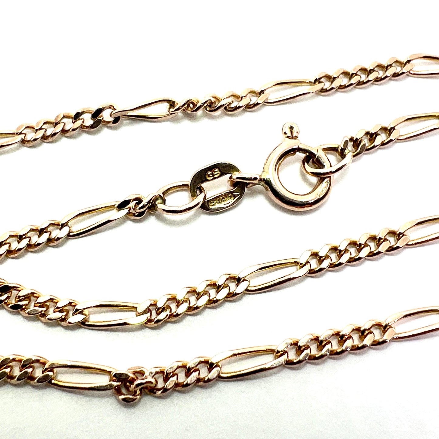 Vintage 9CT Rosy Gold Figaro Chain Necklace