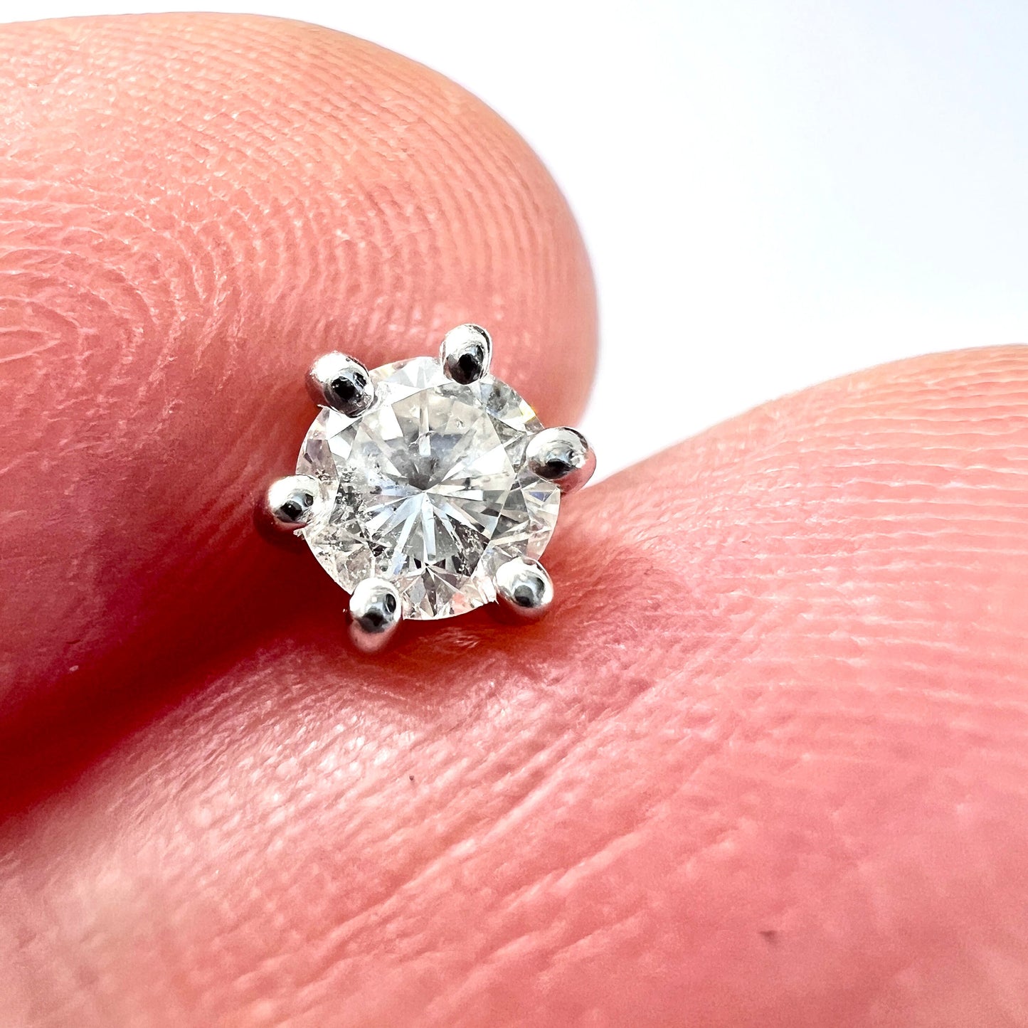 Single Vintage 14CT White Gold 0.375CT Diamond Stud