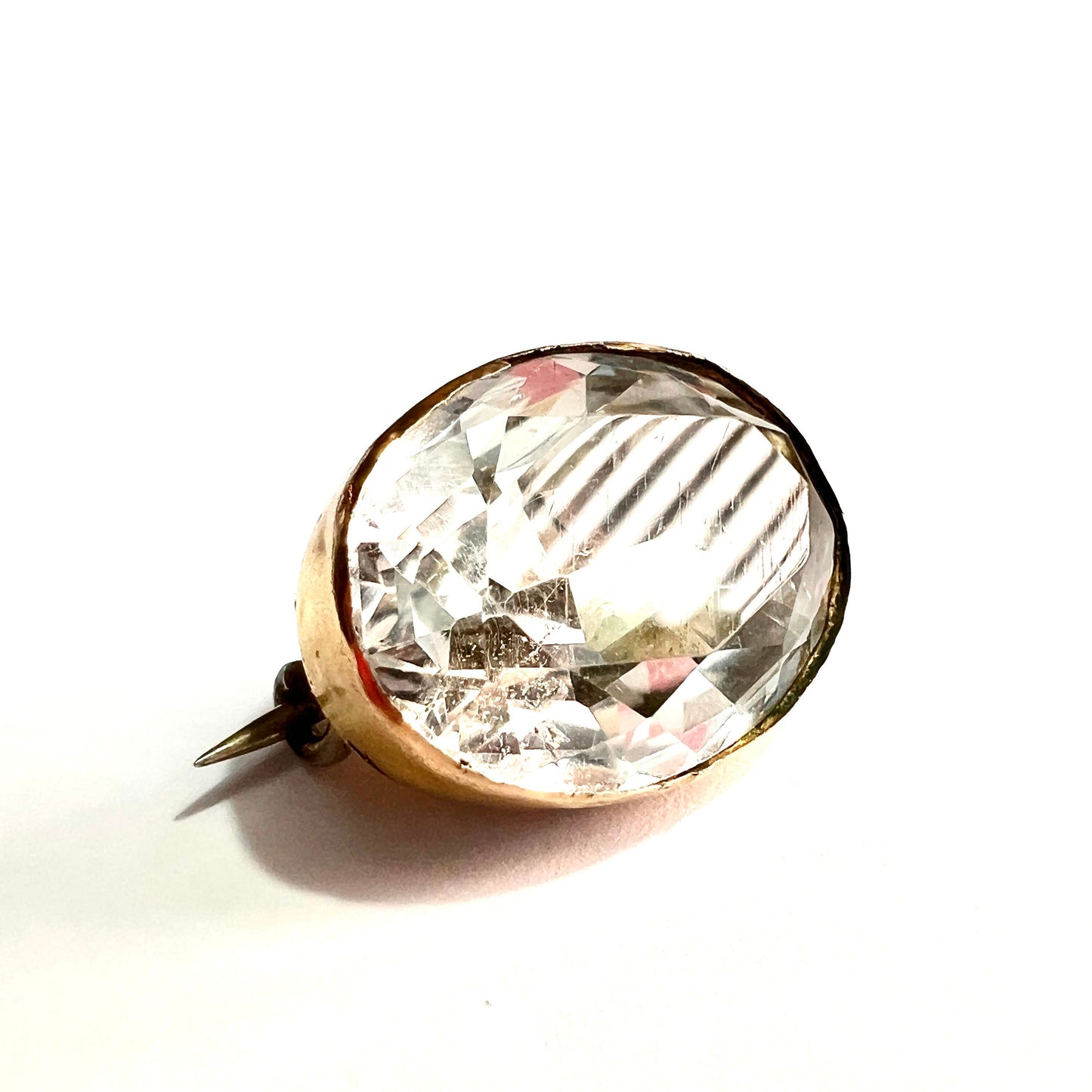 Georgian 15CT Gold Foiled Rock Crystal Brooch