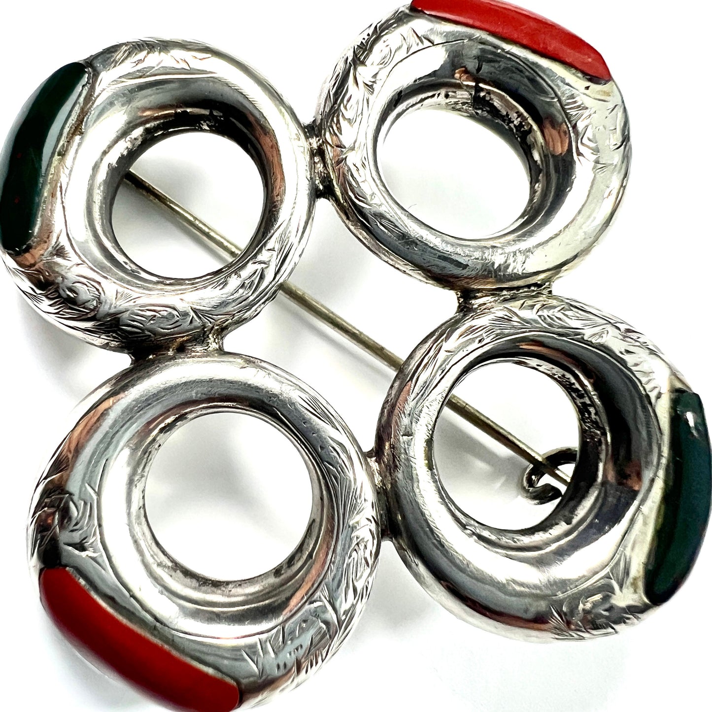 Victorian Scottish Agate Silver Circles Brooch