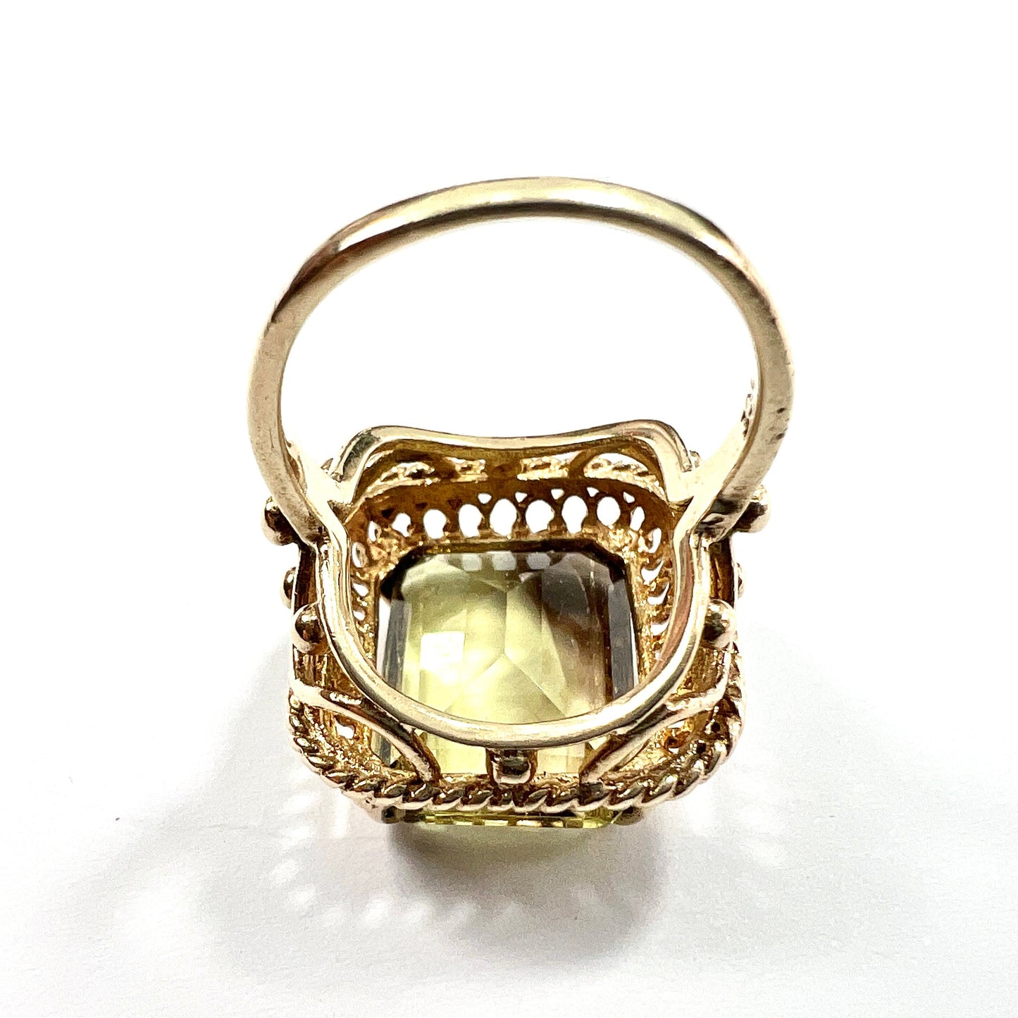 Large Vintage 9CT Gold Citrine Cocktail Ring