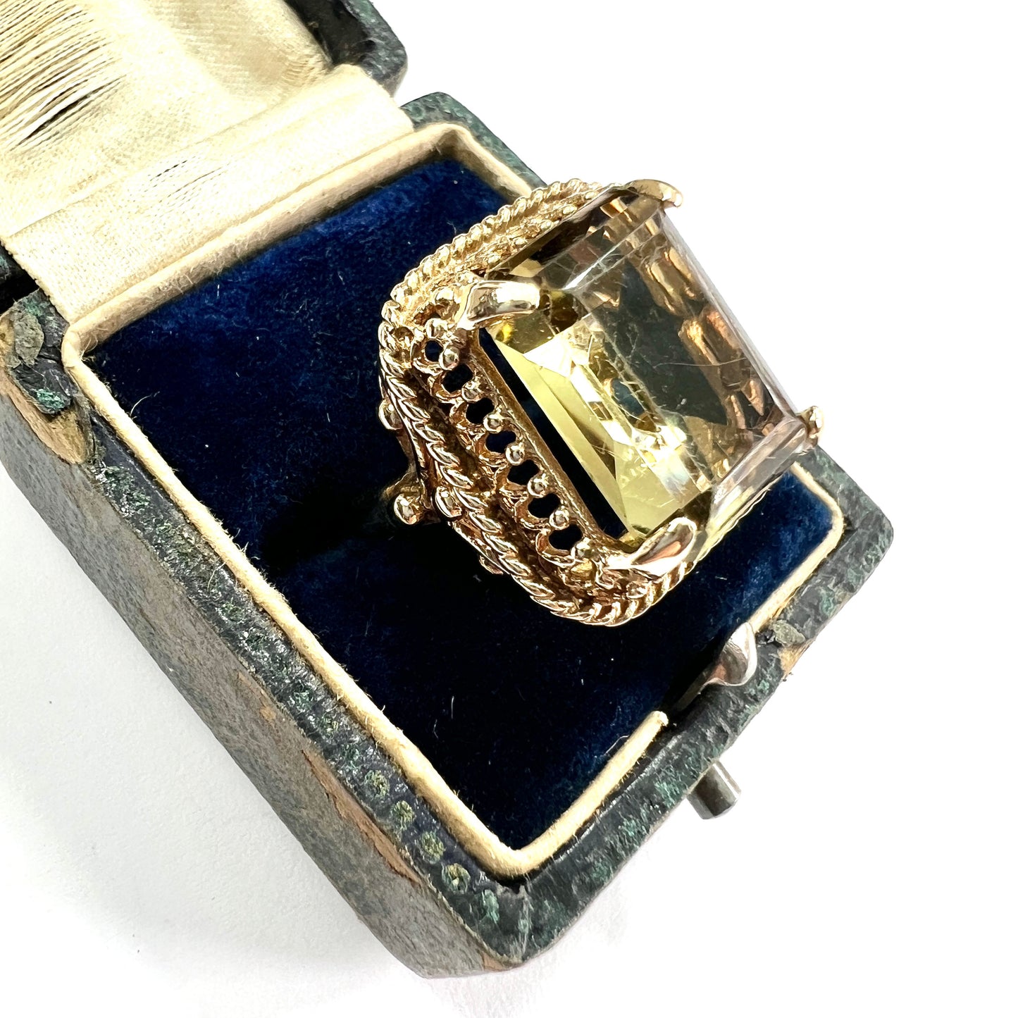 Large Vintage 9CT Gold Citrine Cocktail Ring