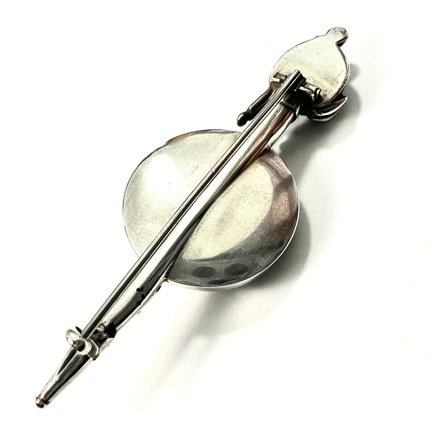 Large Victorian Scottish Agate Silver Sword and Shield Brooch