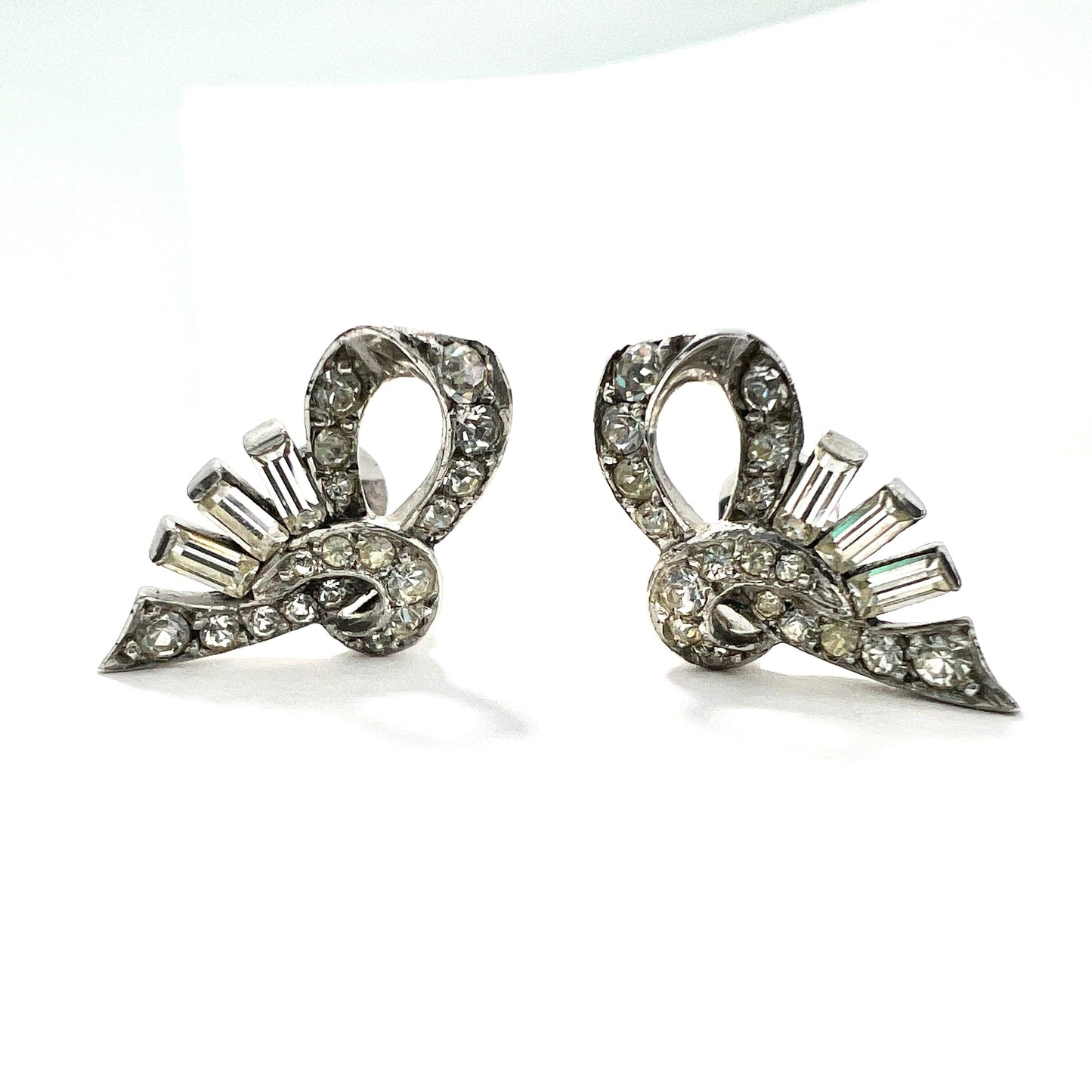 Art Deco Silver Ear Clips by Ciro