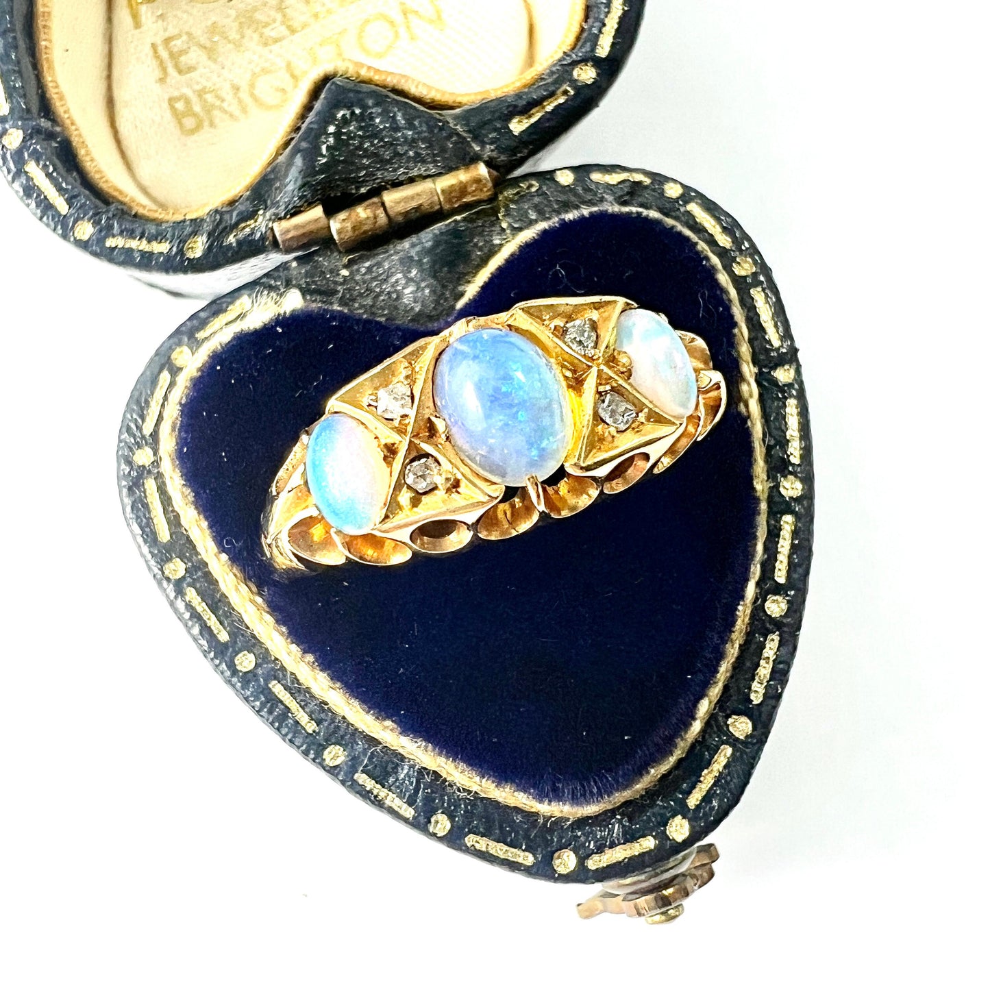 Victorian 18CT Gold Opal and Diamond Ring