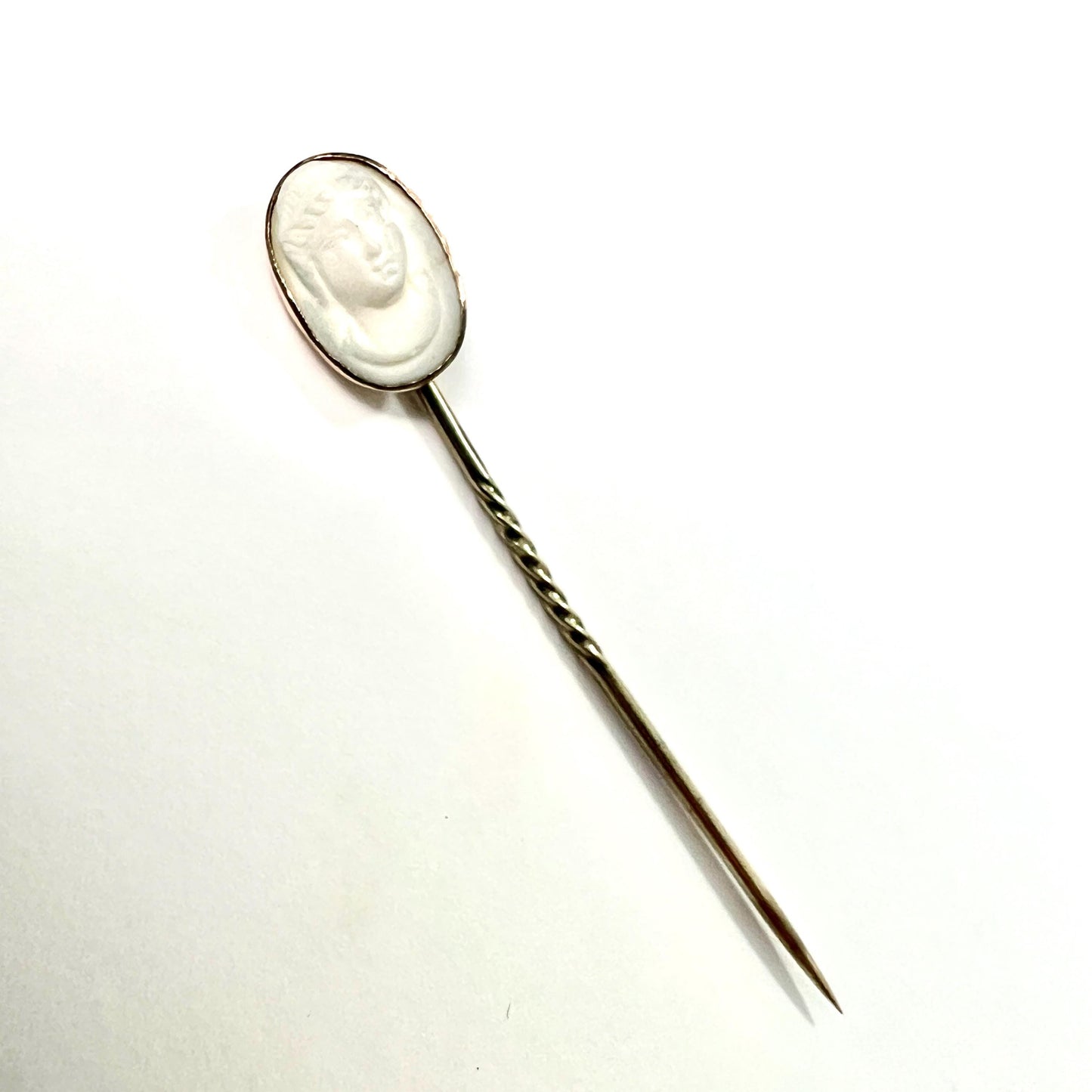 Antique 9CT Gold Hardstone Cameo Stick Pin