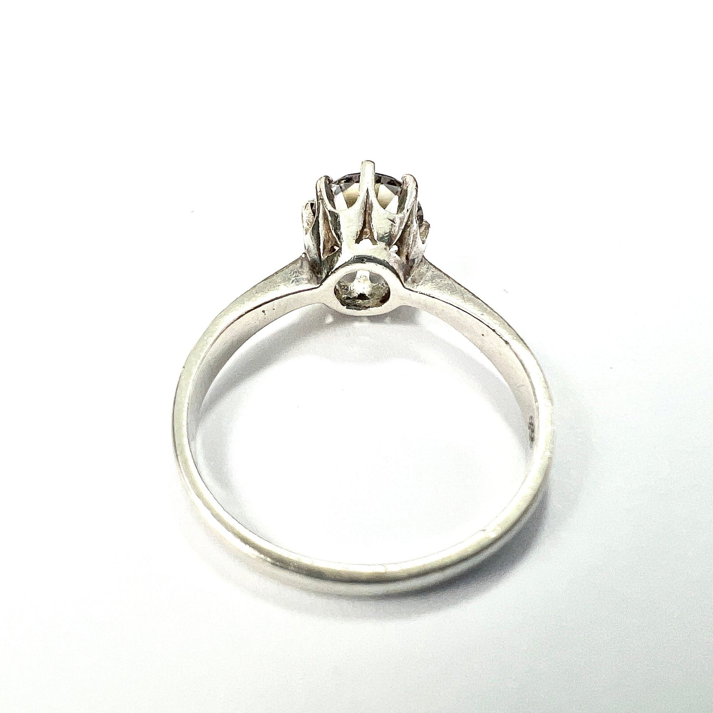 Vintage Silver Rock Crystal Solitaire Ring