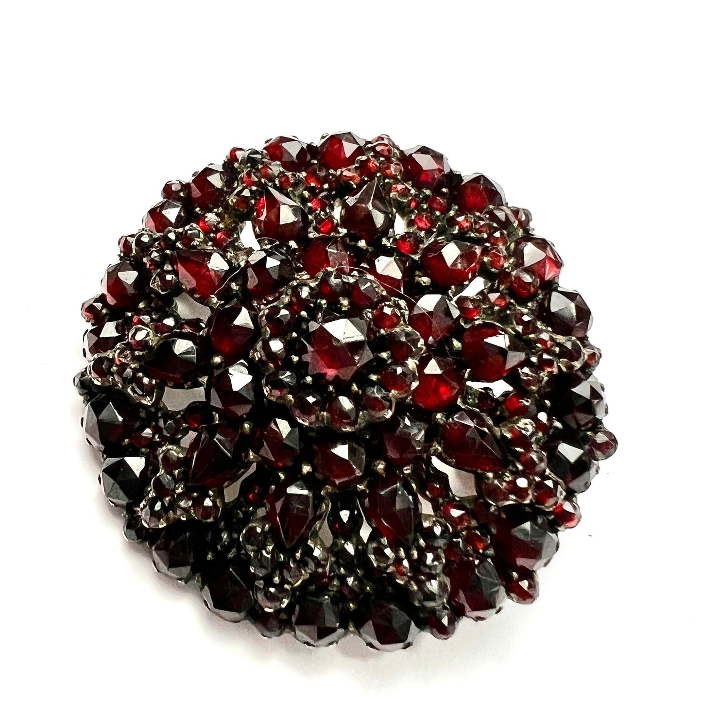 Large Victorian Rose-Cut Garnet Brooch