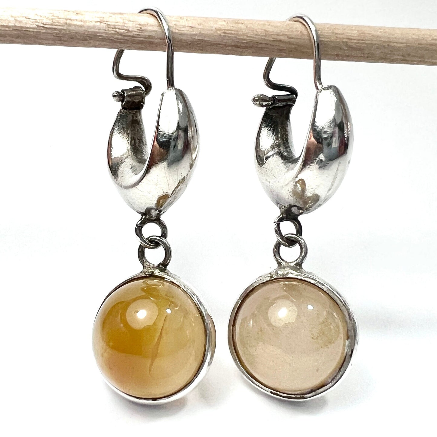 Antique Sterling Silver Quartz Sphere Earrings