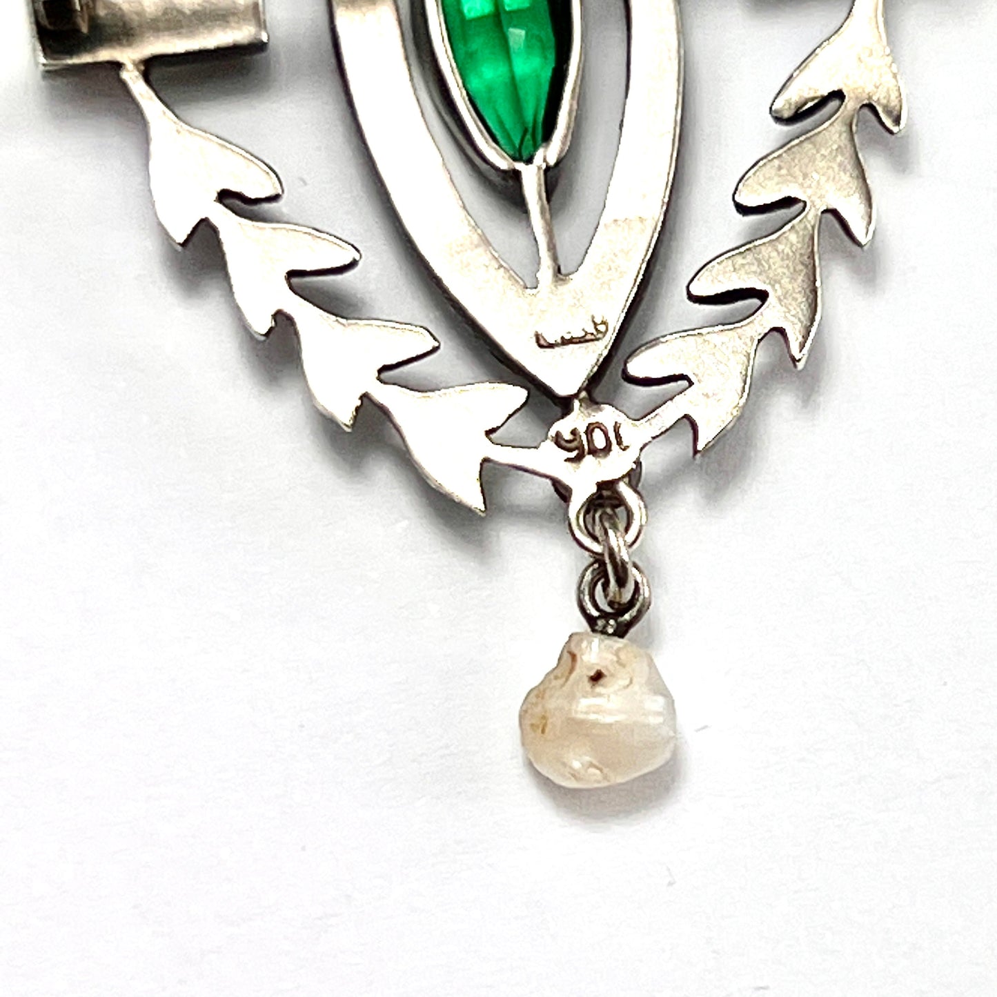 Victorian Emerald Paste Pearl Belle Epoque Brooch