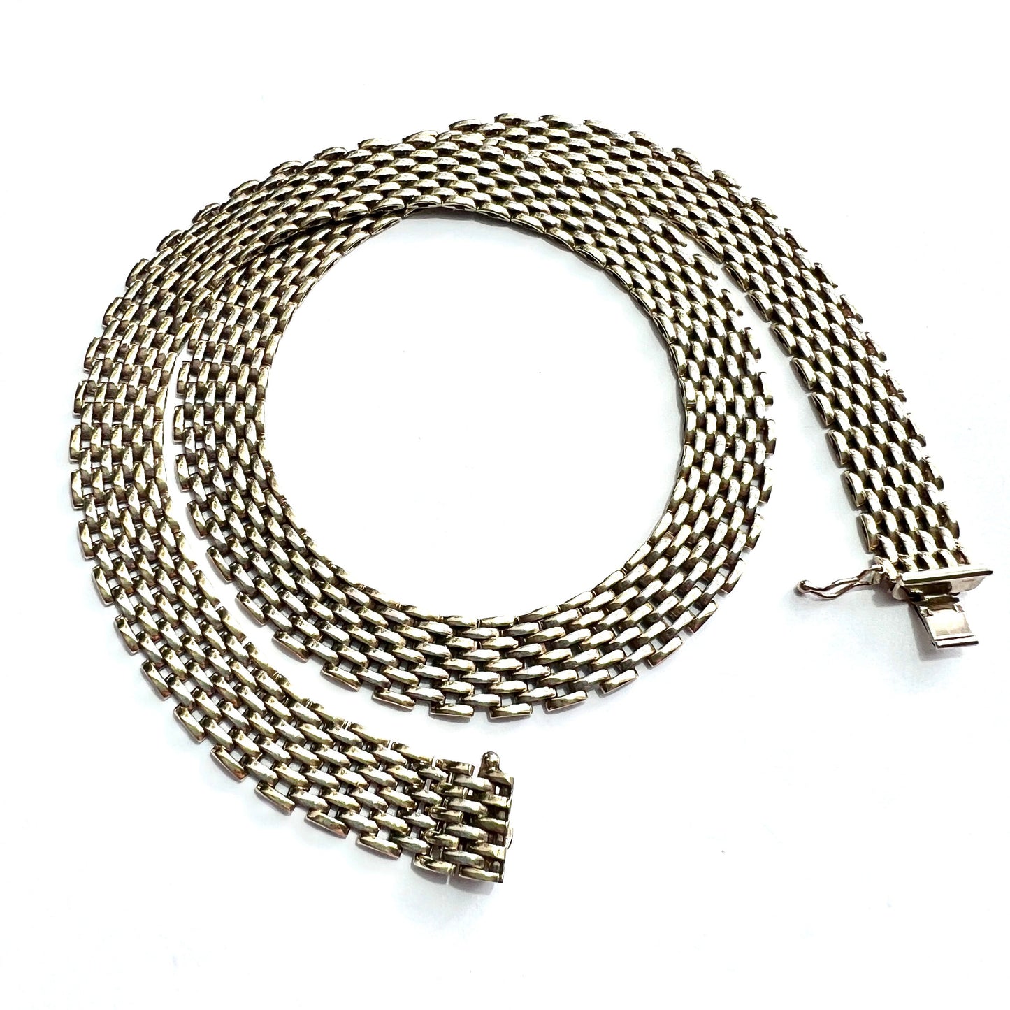 Vintage 9CT Gold Woven Panther Link Collar Necklace