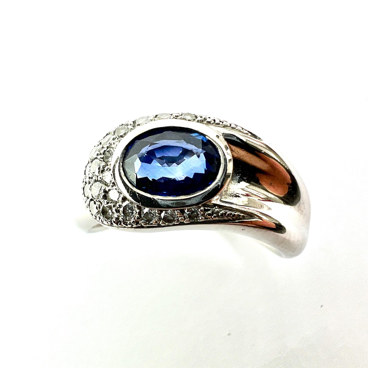 Vintage French 18CT White Gold Sapphire and Diamond Snake Ring