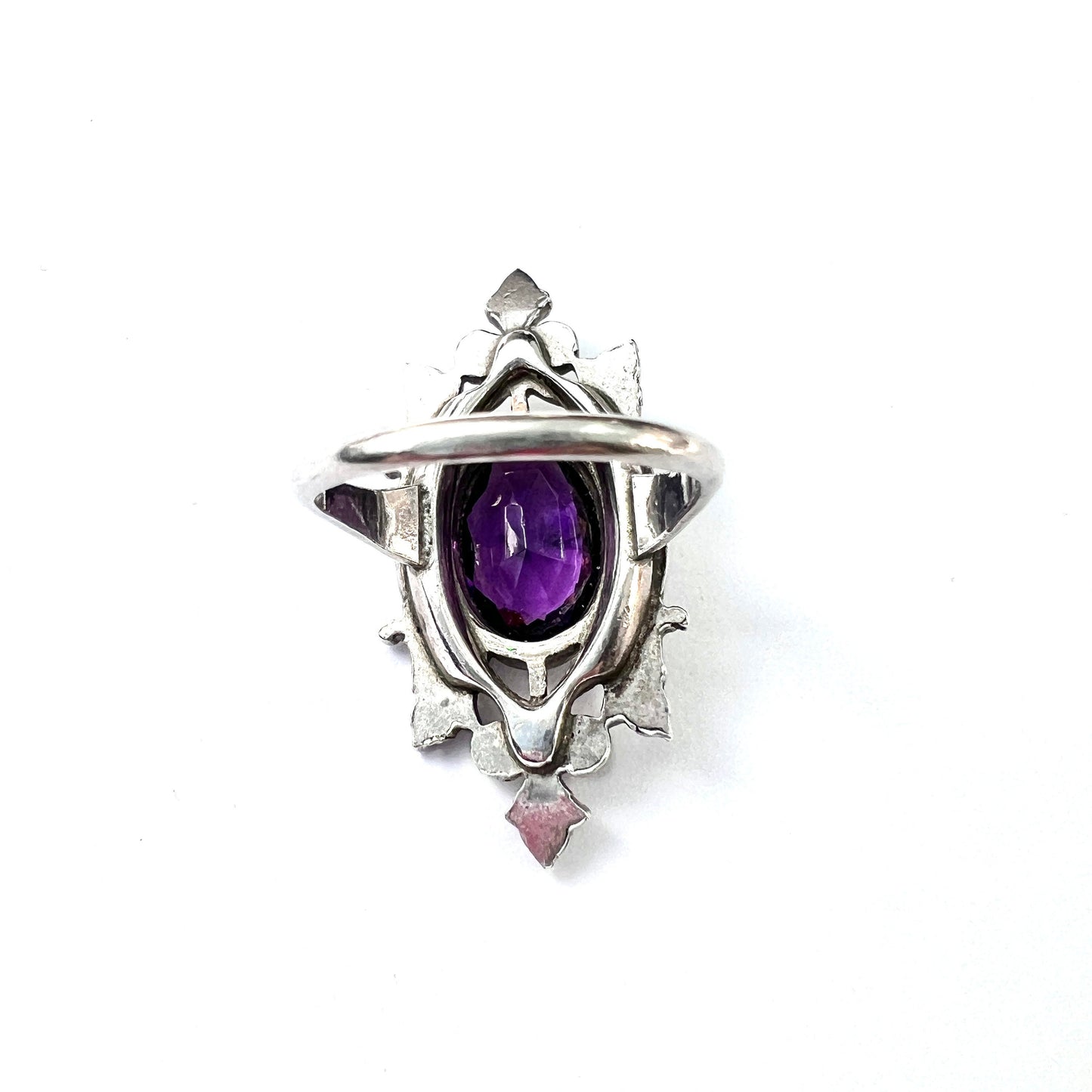 Victorian Silver Amethyst Paste Cocktail Ring