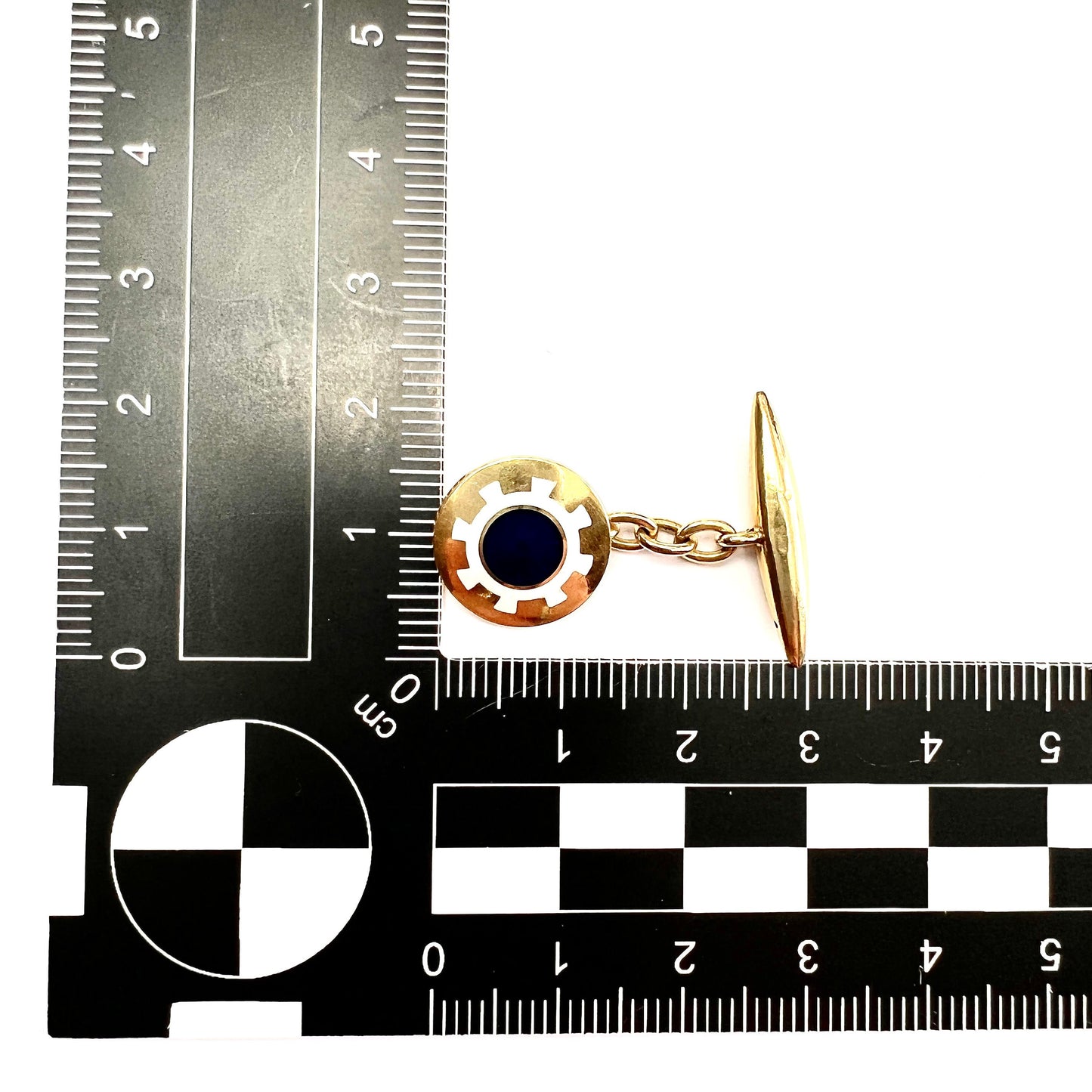 Vintage 18CT Gold Enamel Chain Link Torpedo Cufflinks